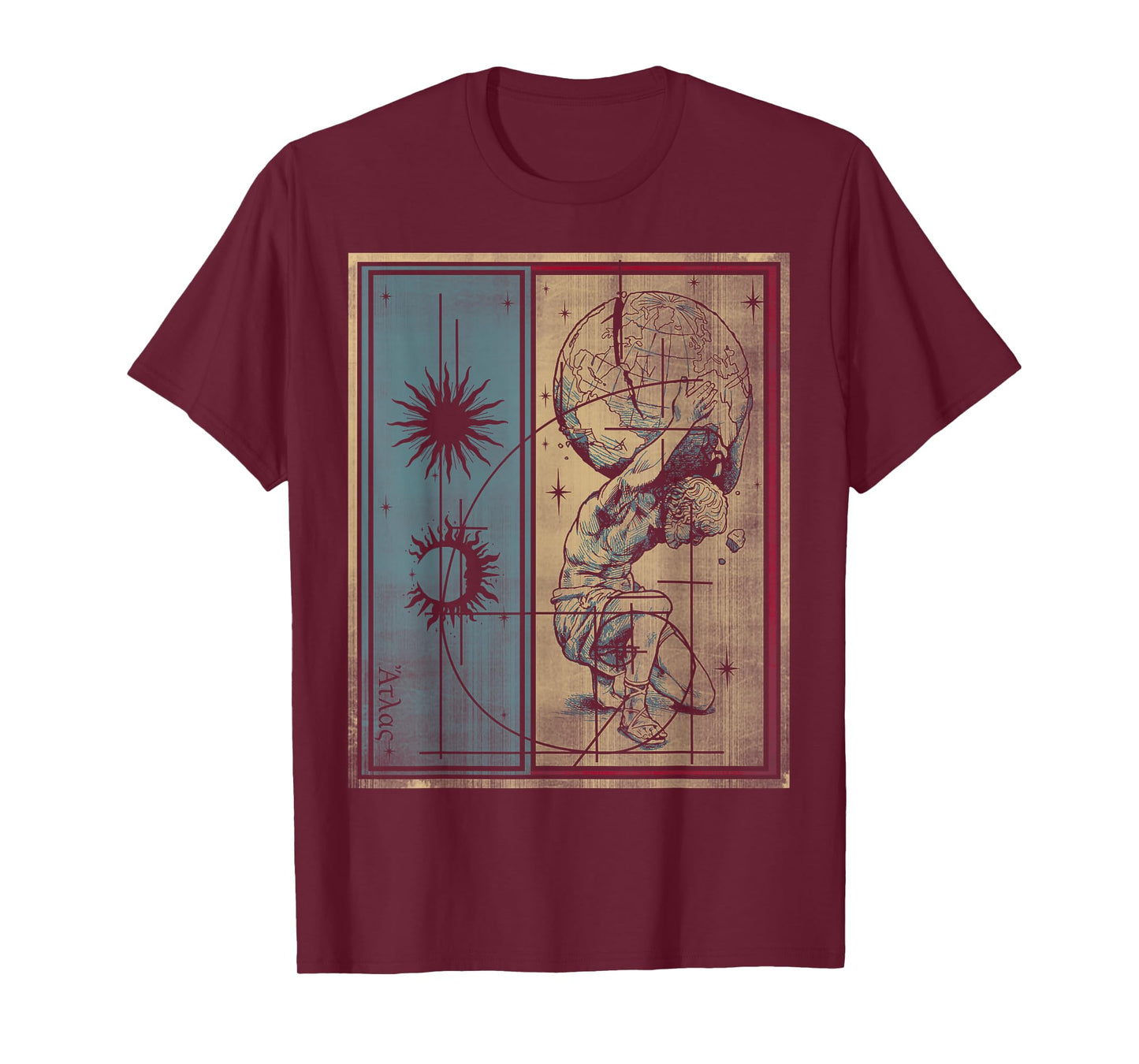 Gods and Heroes Atlas Ancient Titan Greek Mythology Vintage T-Shirt