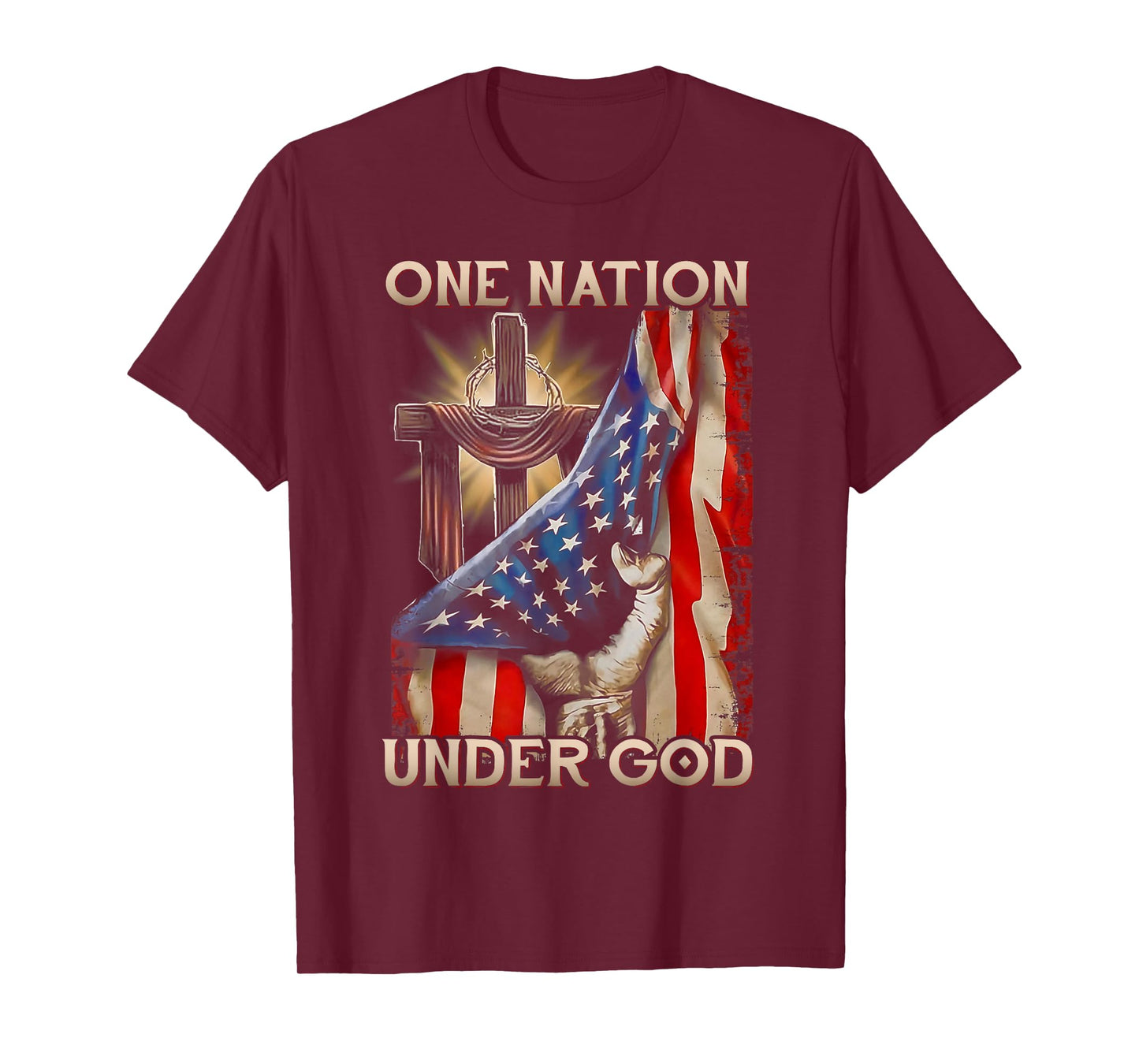 One Nation Under God US Flag 4th Of July Patriotic Christian T-Shirt