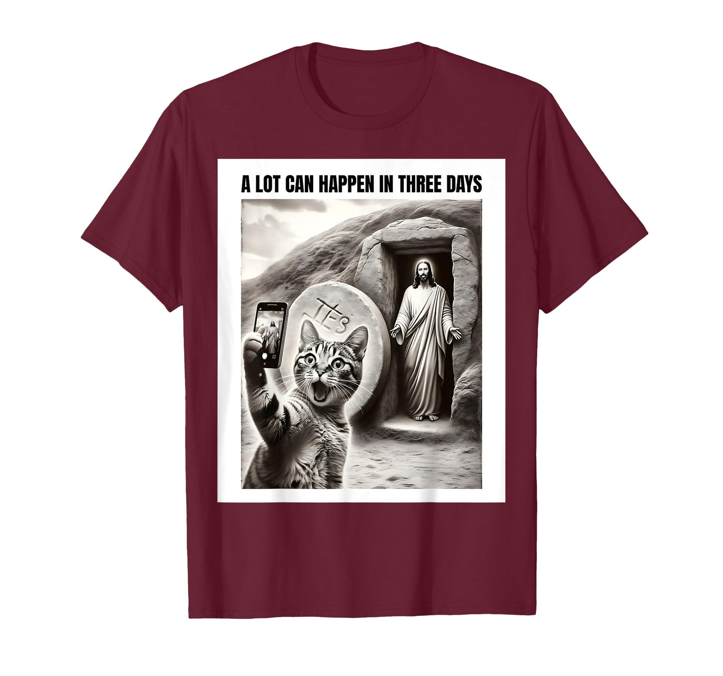 Easter Meme Cat Taking Selfie Jesus Resurrection Christian T-Shirt for Men Women Girls Kids