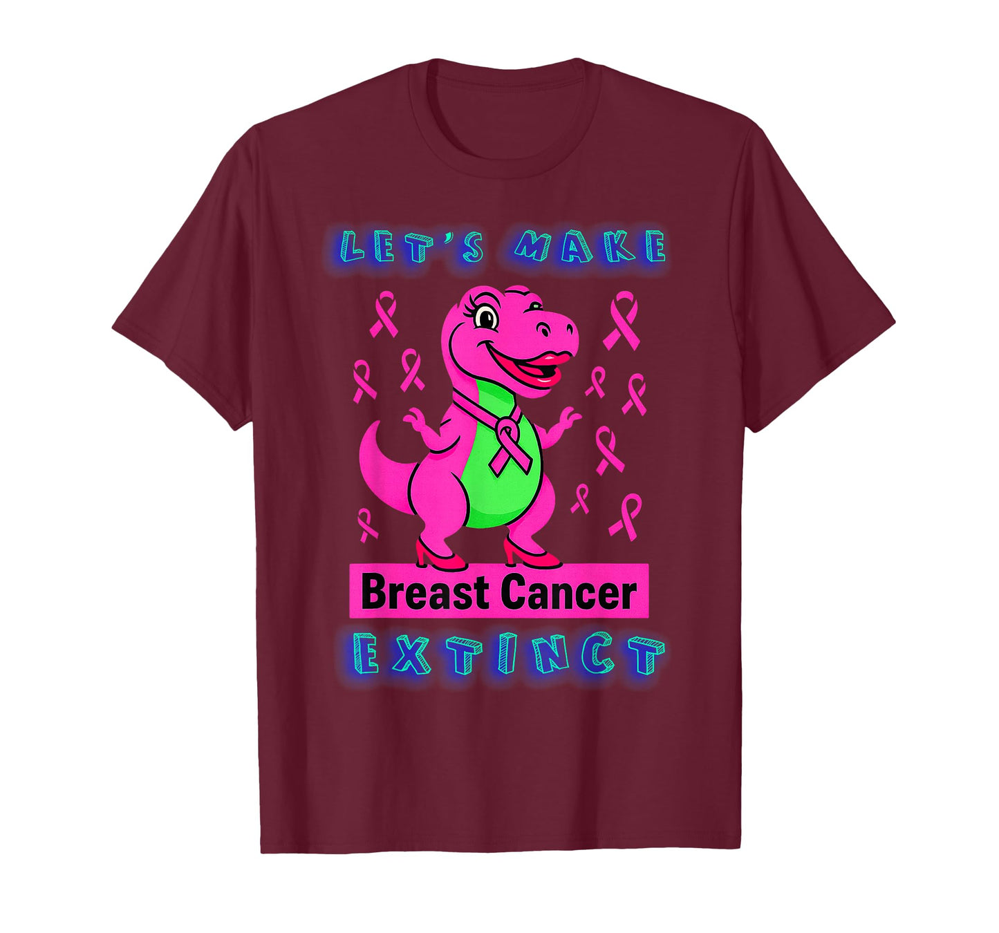 Funny Dinosaur Let's Make Breast Cancer Extinct Awareness T-Shirt