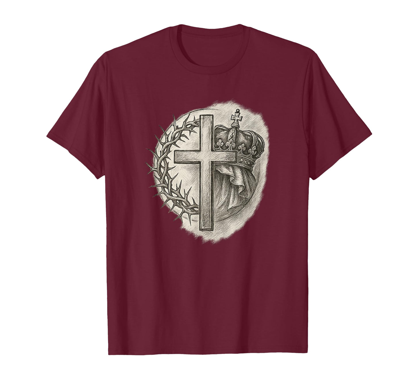 Cross with Crown of Thorns and Royal Christian Art T-Shirt