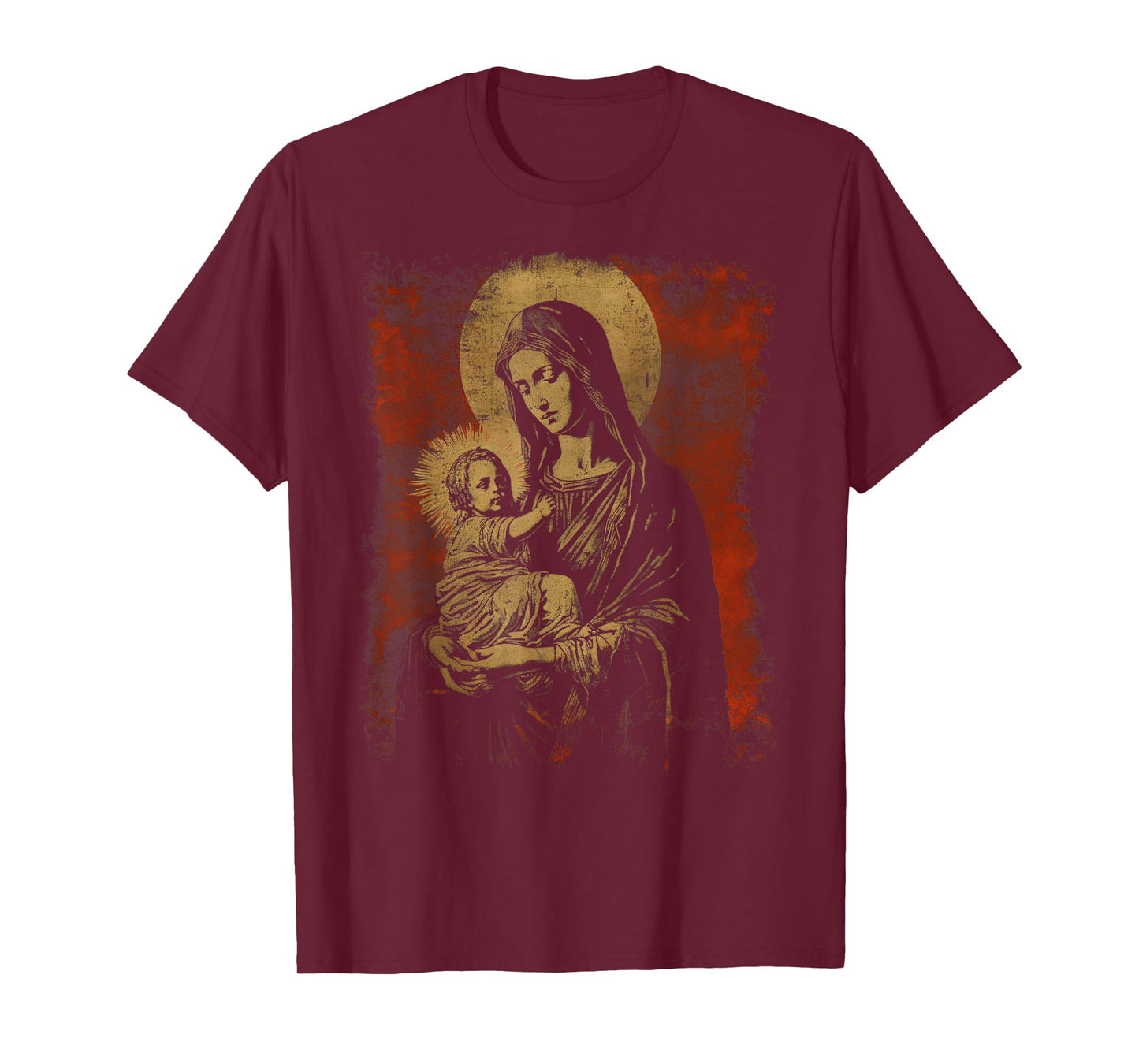 Mary & Jesus Retro Distressed 90s Goth Grunge Vibes Graphic T-Shirt