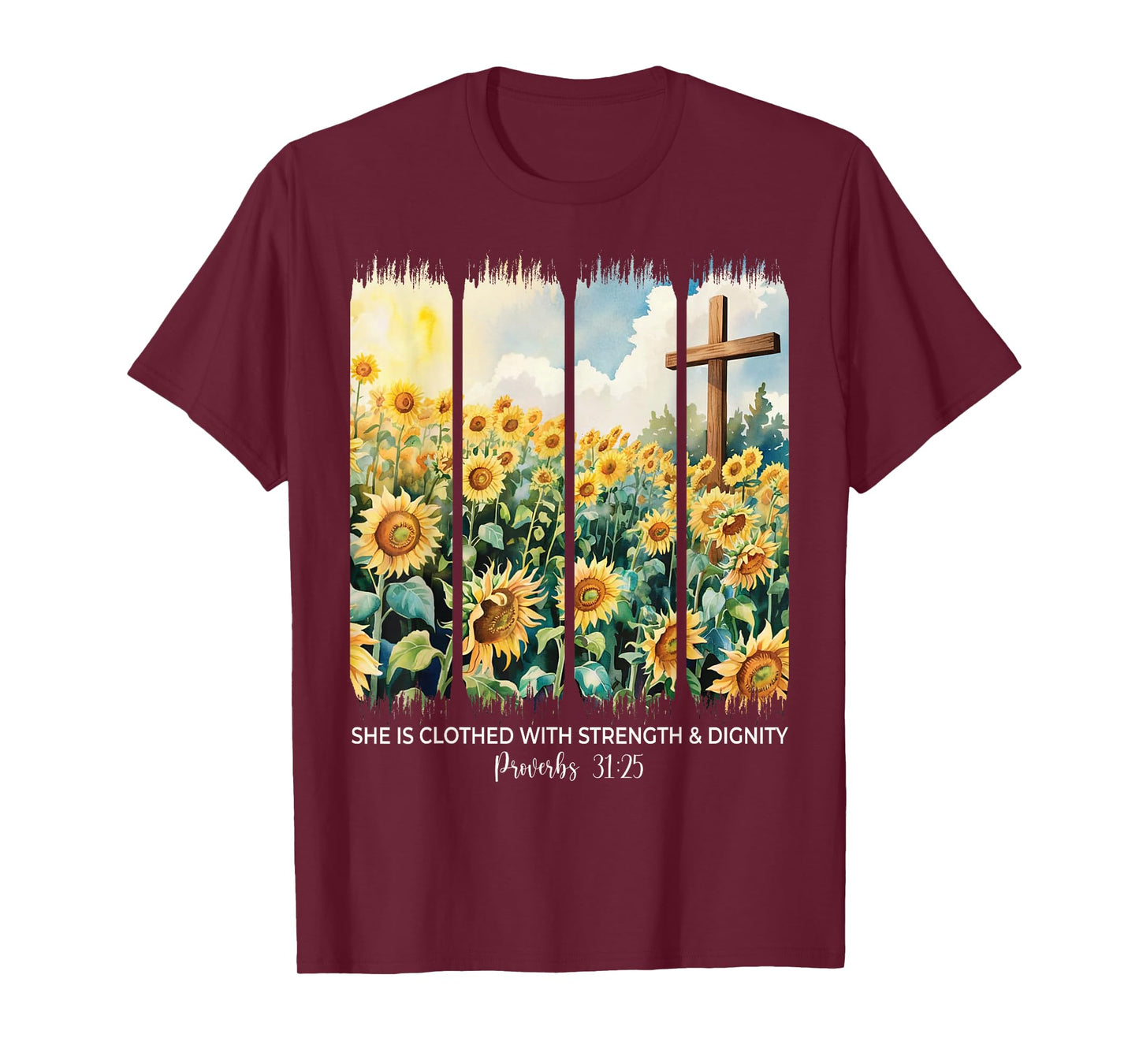 Cute Proverbs 31 Woman Christian Girl Sunflower Women Faith T-Shirt