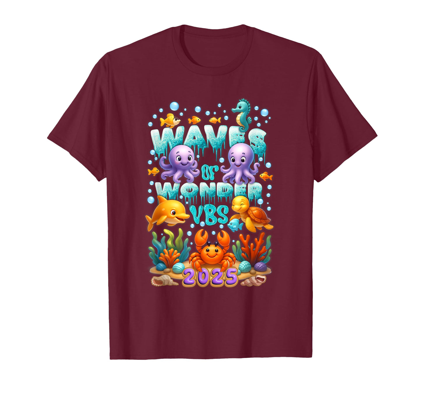 Waves O f Wonder VBS Ocean Sea Life Christian Faith Camp T-Shirt