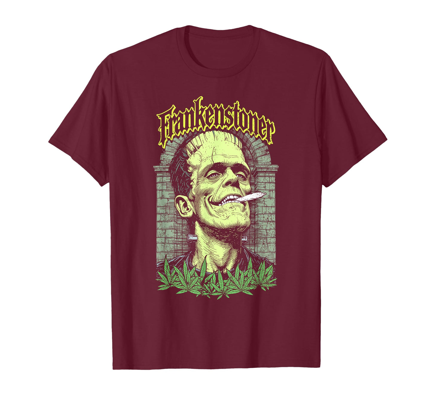 Funny Weed Frankenstein Frankenstoner Stoner Halloween 420 T-Shirt