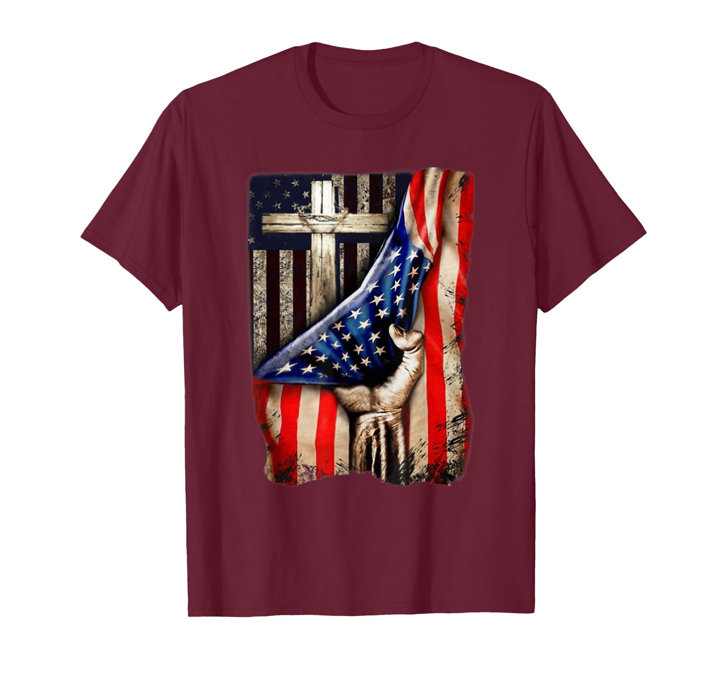 Cross Christian American Flag Hand Pride T-Shirt