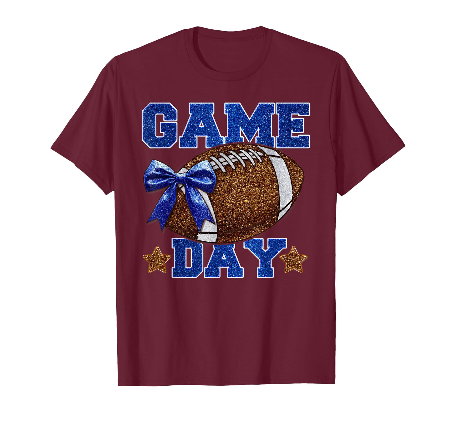 Game Day Football Season Football Mama Girl Blue Gold Vibes T-Shirt