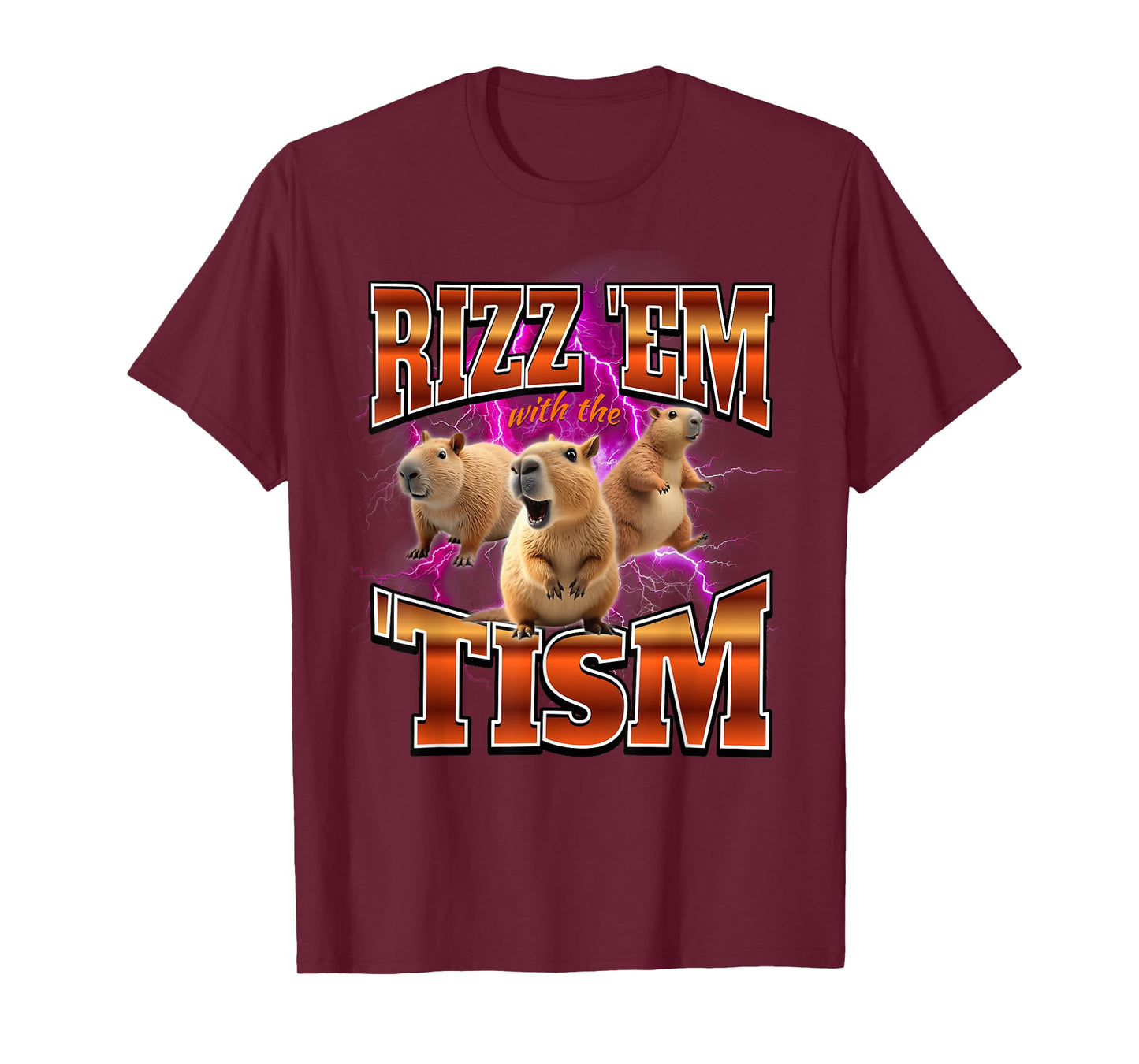 Autism Capybara Rizz Em With The Tism Brainrot Funny Meme T-Shirt