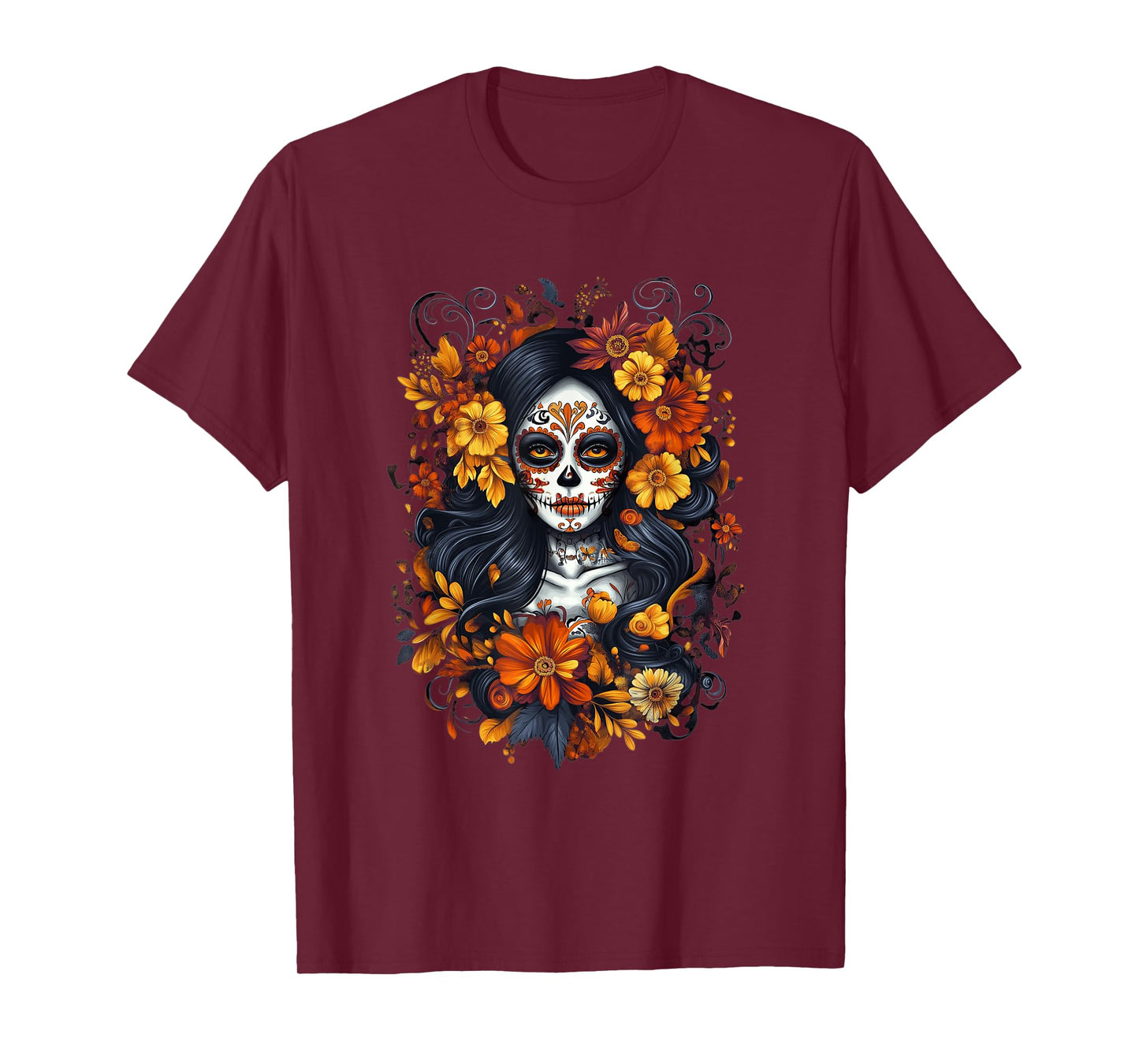 De Los Muertos La Catrina Day Of Dead Sugar Skull Halloween T-Shirt