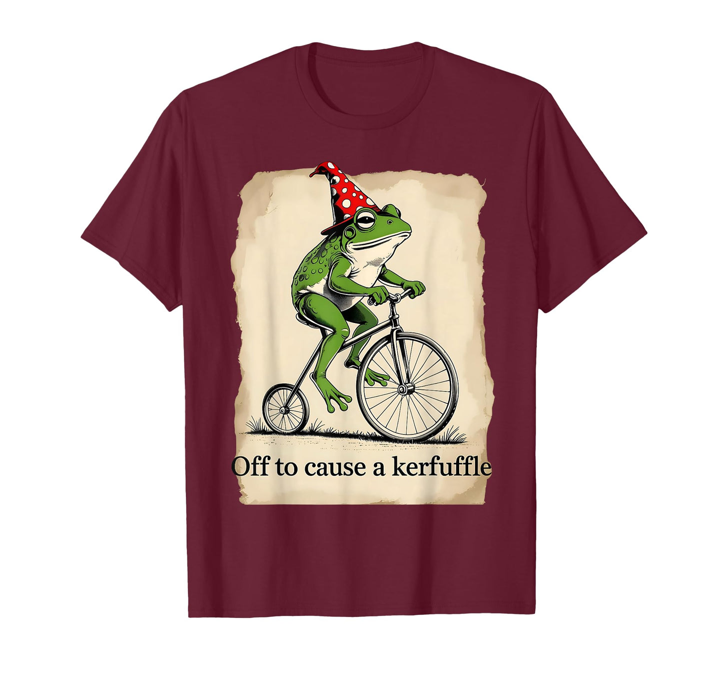 Funny Frog Riding Penny-Farthing Off to Cause a Kerfuffle T-Shirt