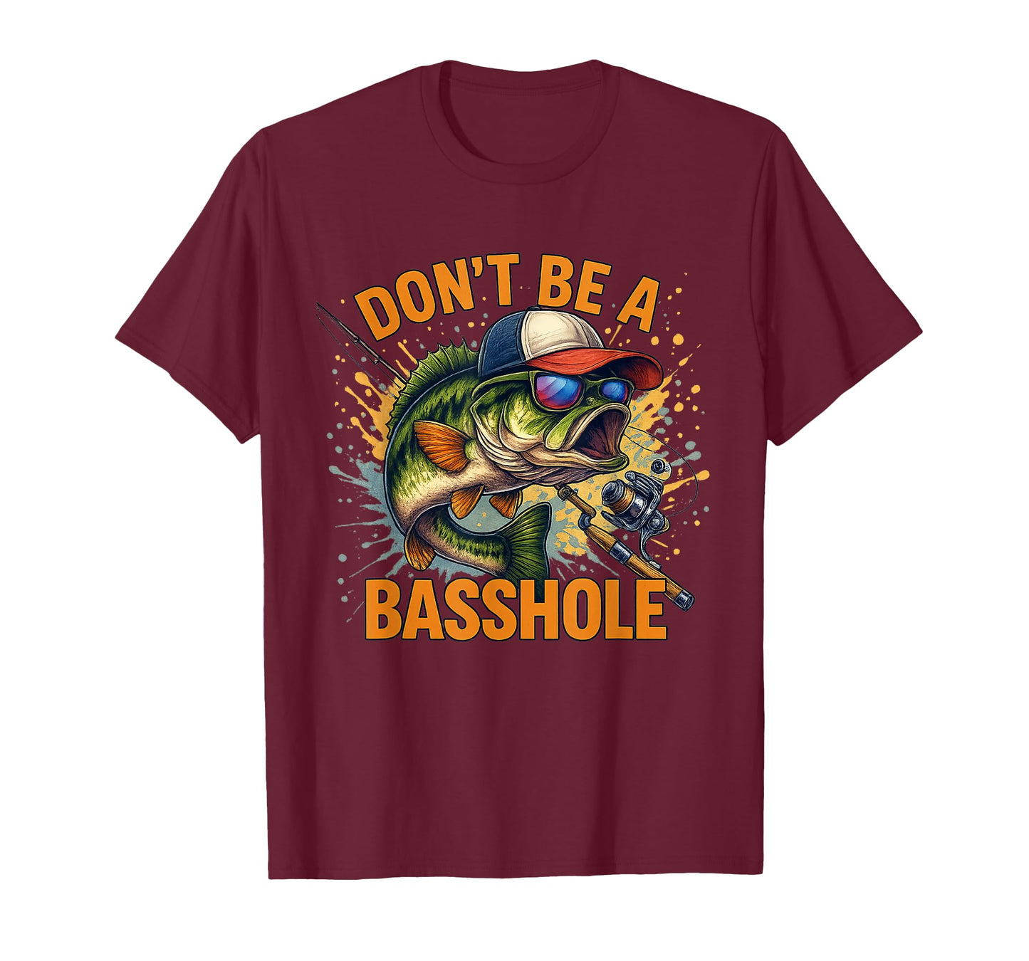 Don't Be A Basshole Bass Fish Funny Fishing Watercolor T-Shirt