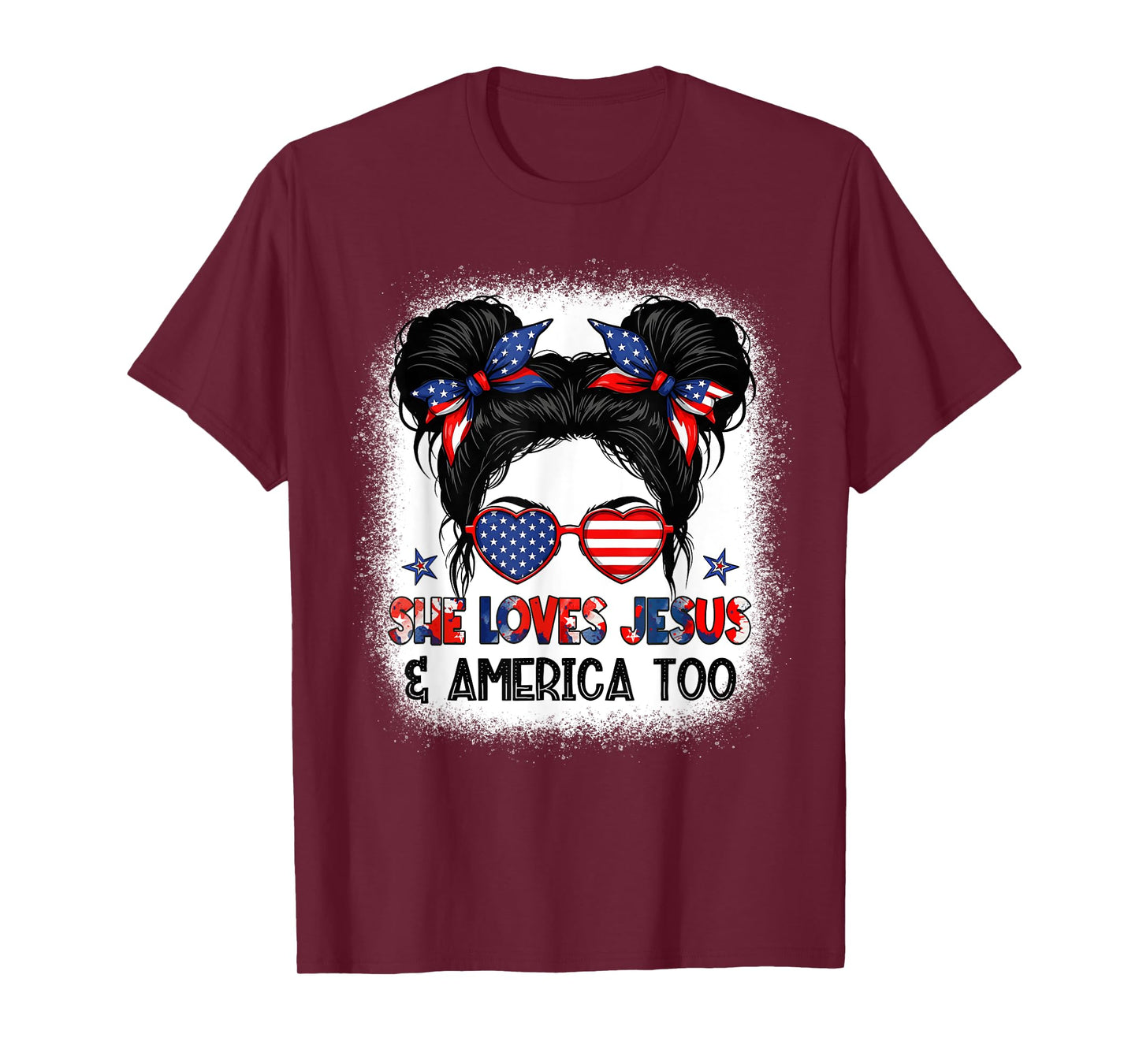 American Flag She Loves Jesus & America Too Christian Jesus T-Shirt