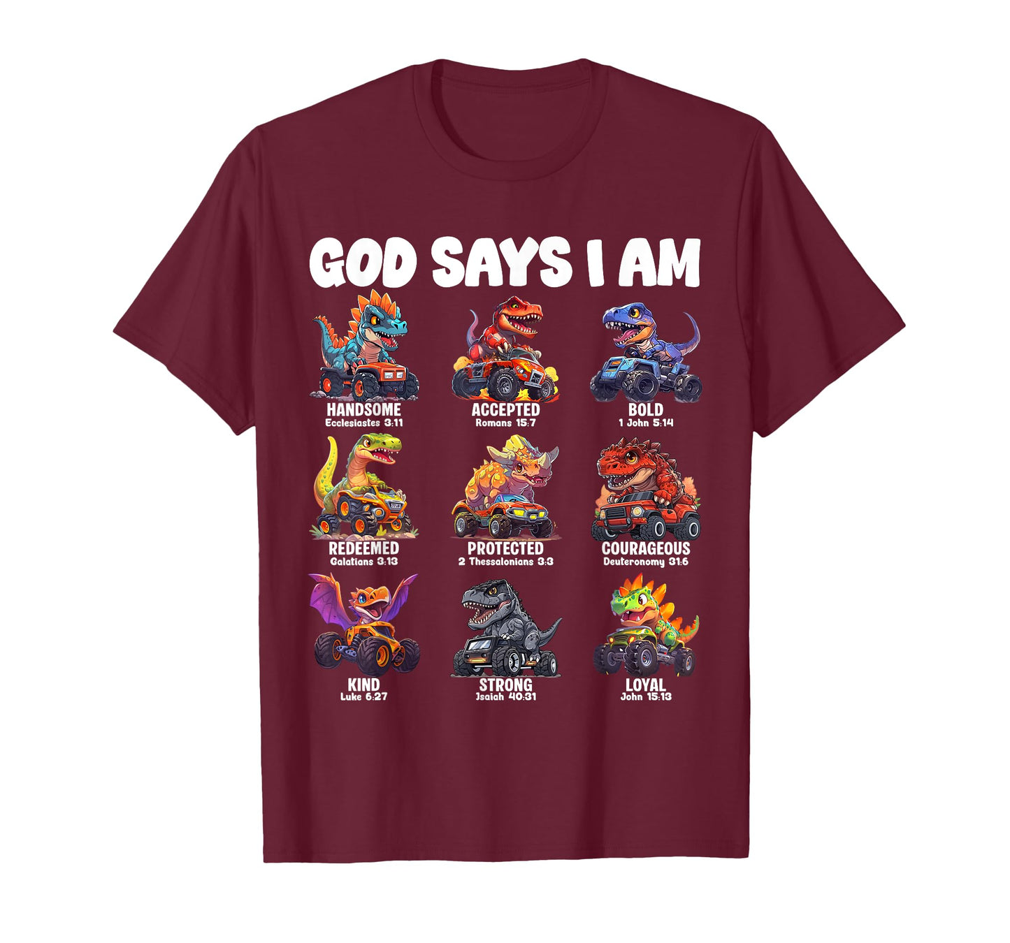God Says I Am Christian Religion Dinosaur Teenager Boys T-Shirt