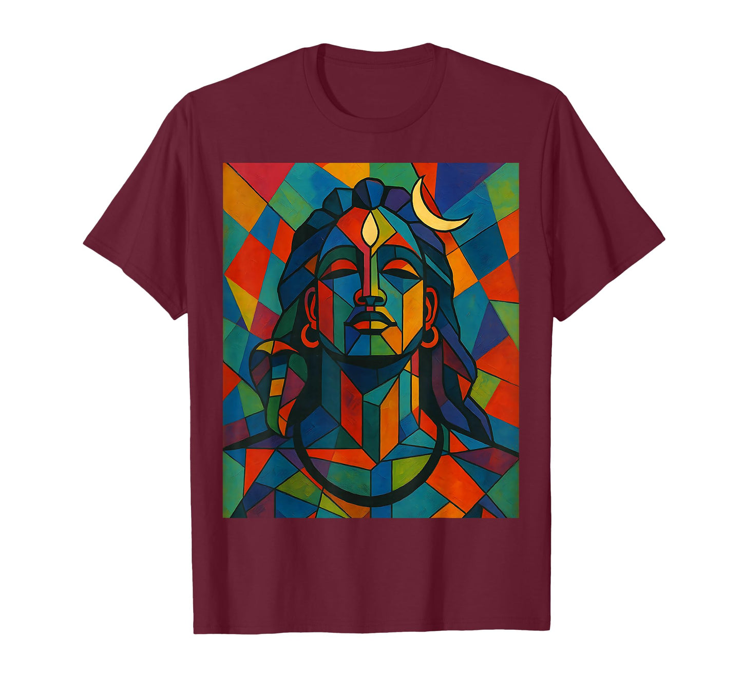 Adiyogi Shiva Modern Cubist Stained Glass Style God of Yoga T-Shirt