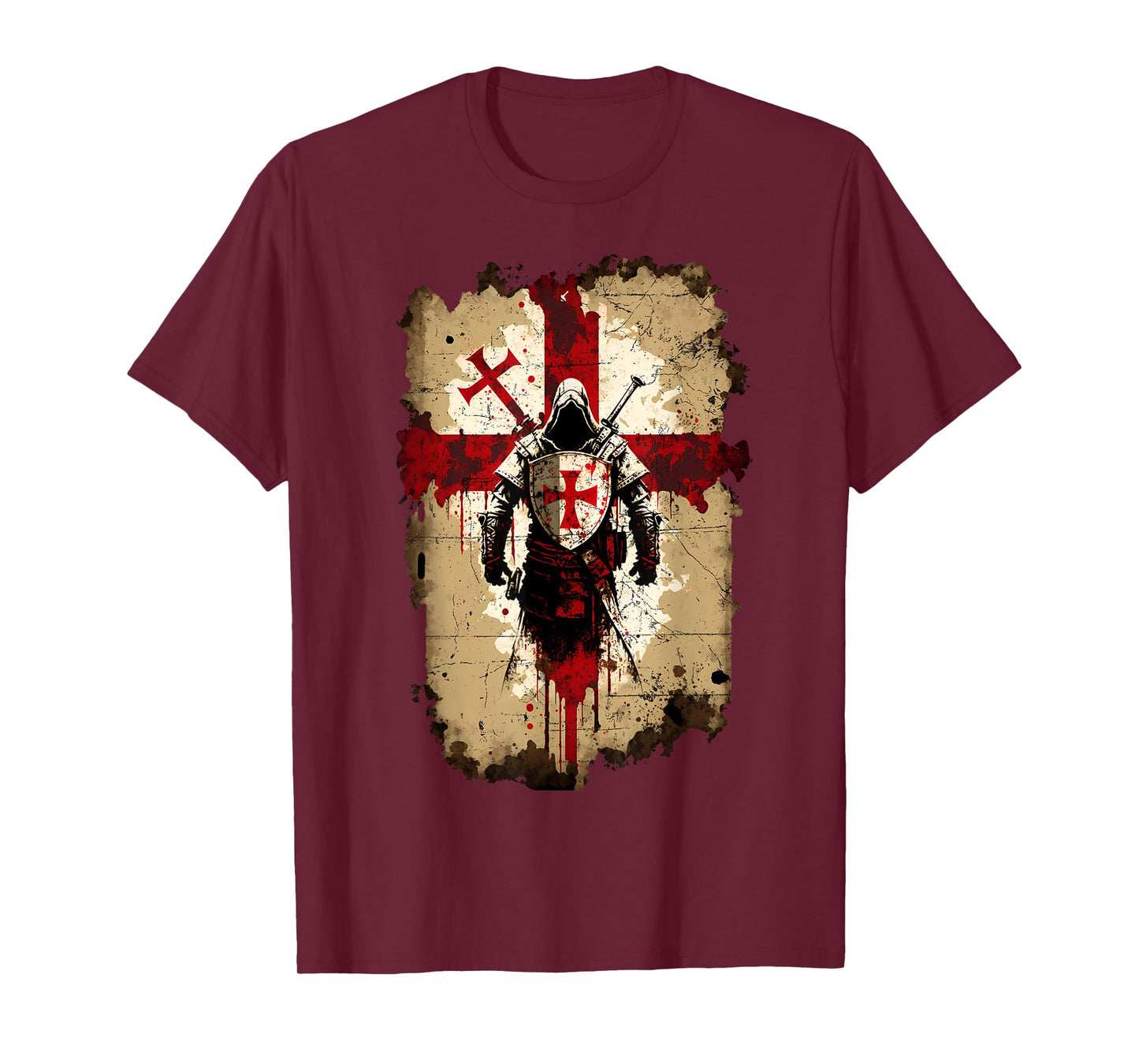 Knights Templar Crusader Cross Soldier of Christ Flag T-Shirt