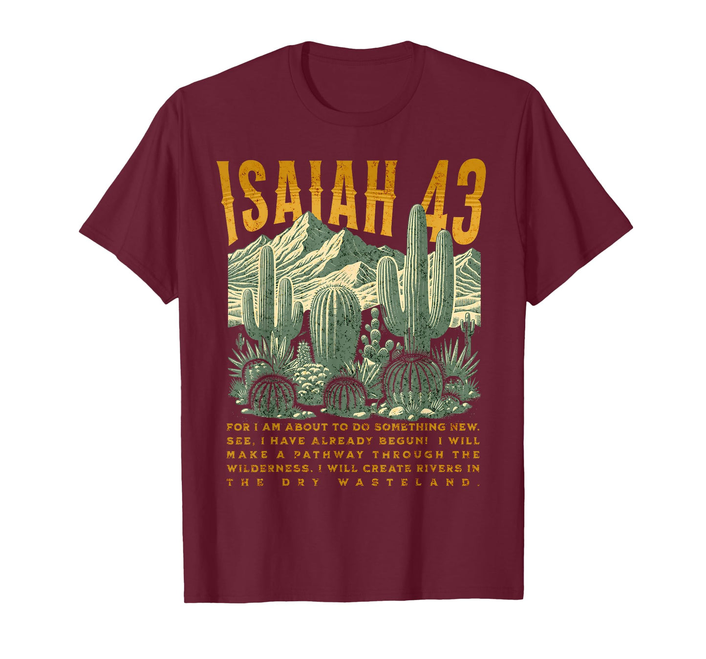 Boho Christian Bible Verse Trendy Jesus Southwest Cactus T-Shirt