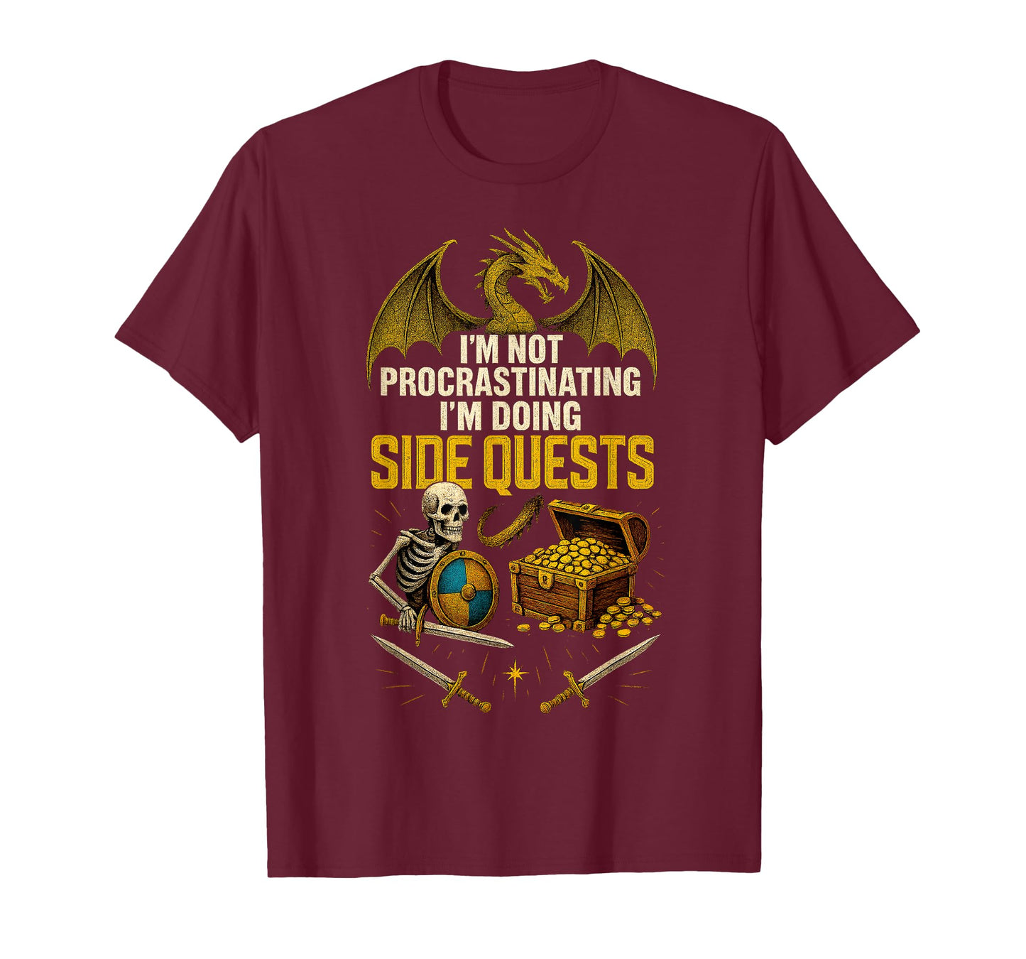 RPG Gamer Not Procrastinating I'm Doing Side Quests Dragon T-Shirt