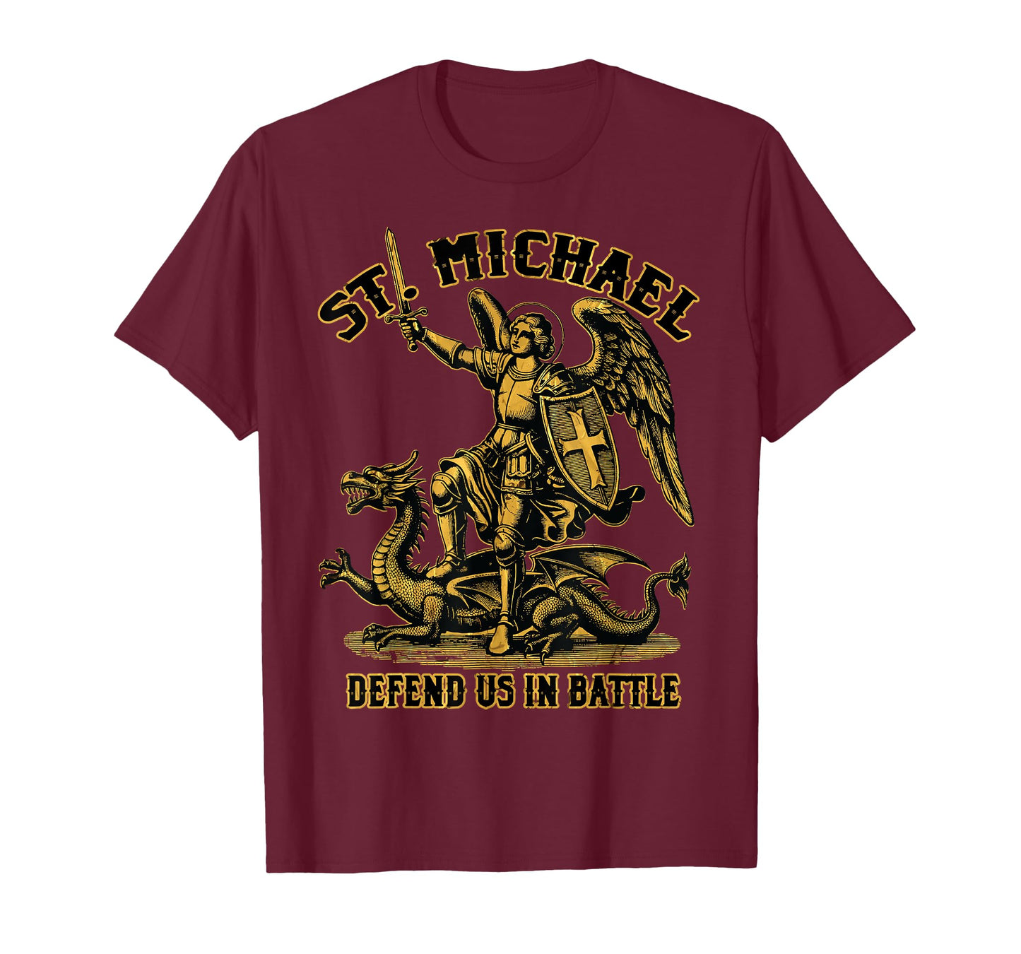 Saint Michael Prayer Defend Battle Catholic Christian Faith T-Shirt
