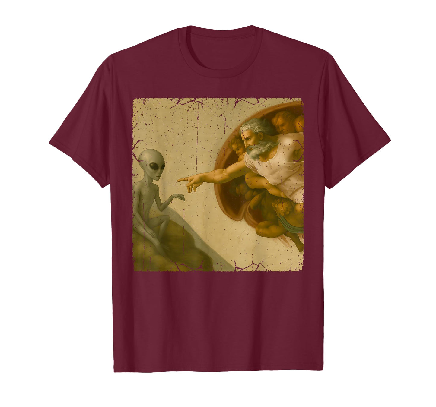 Grey Alien God Creation of Adam Meme Funny Memes T-Shirt