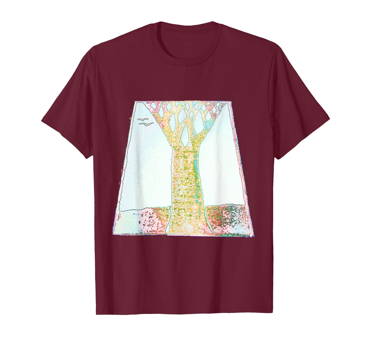 Artistic Tree Birds Trapezoid T-Shirt