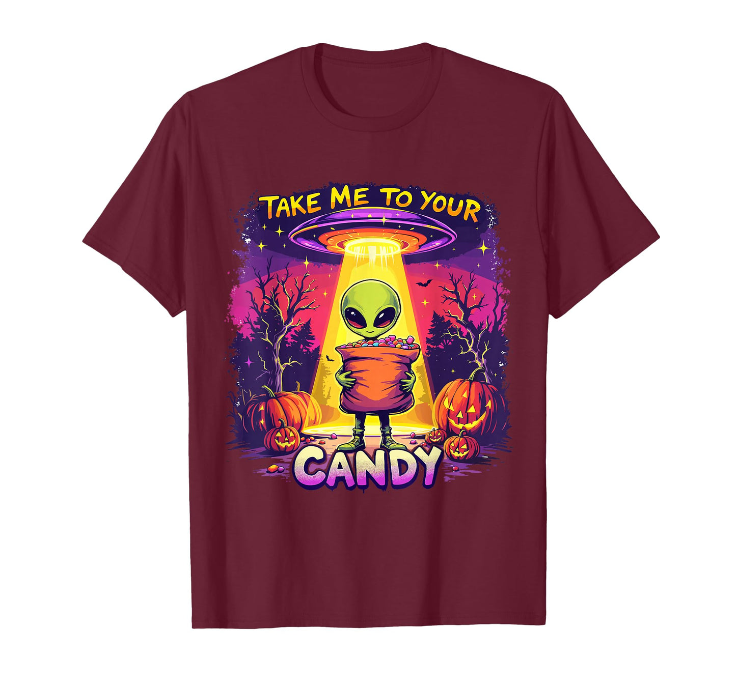 Funny Alien Halloween Costume Trick or Treat Space UFO Candy T-Shirt