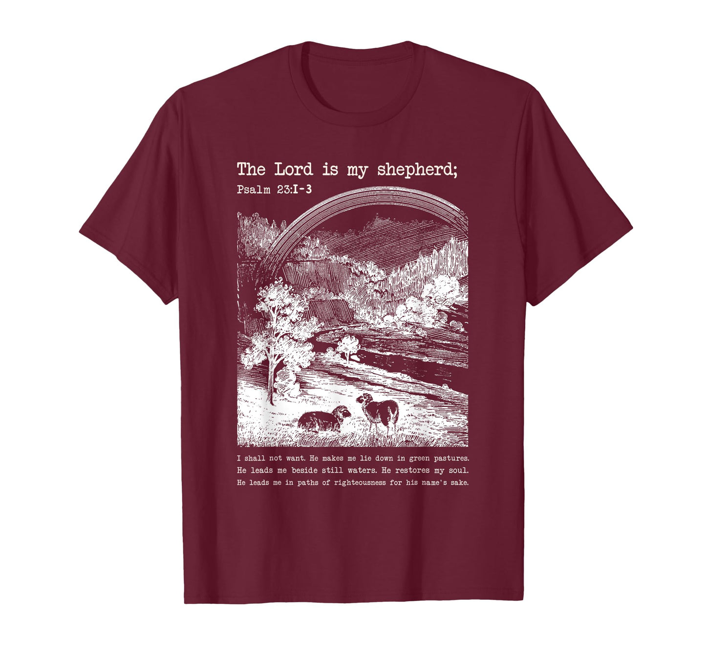 The Lord is My Shepherd Butterfly Art - Psalm 23:1 Religious T-Shirt