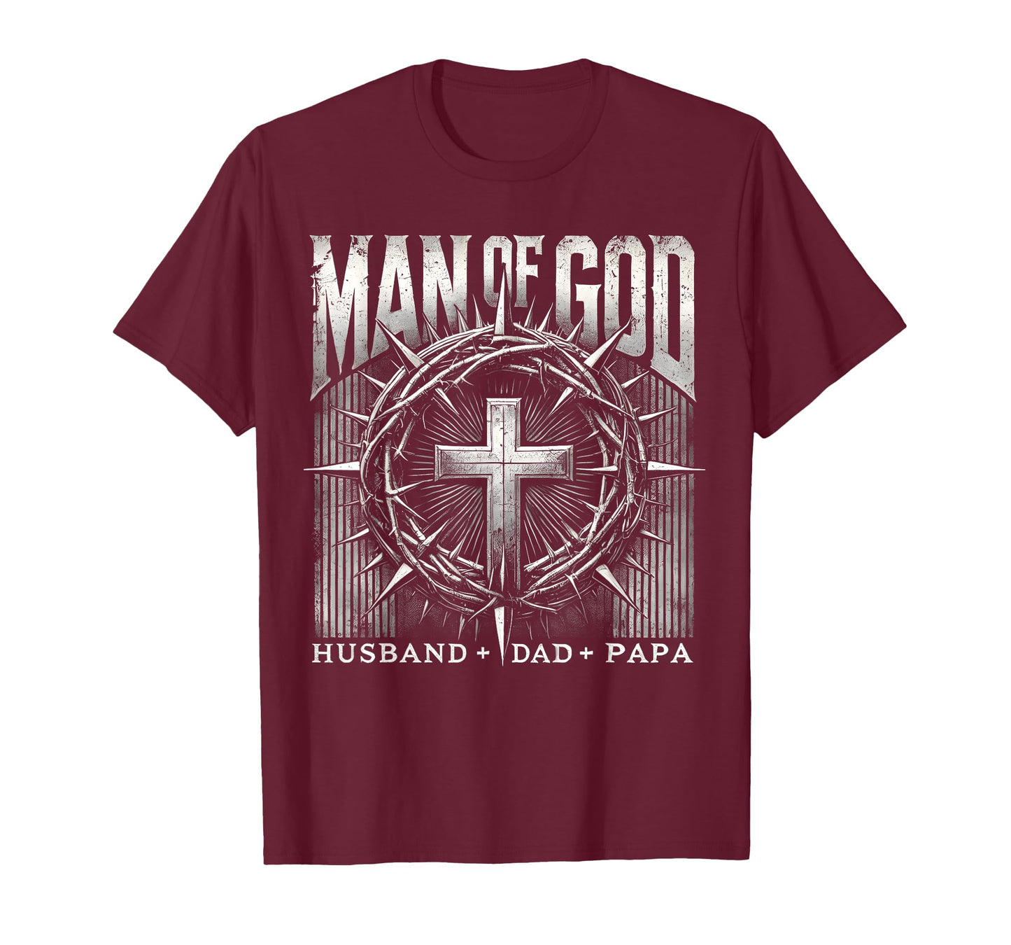 Man Of God Husband Dad Papa Cross Fathers Day Men Christian T-Shirt