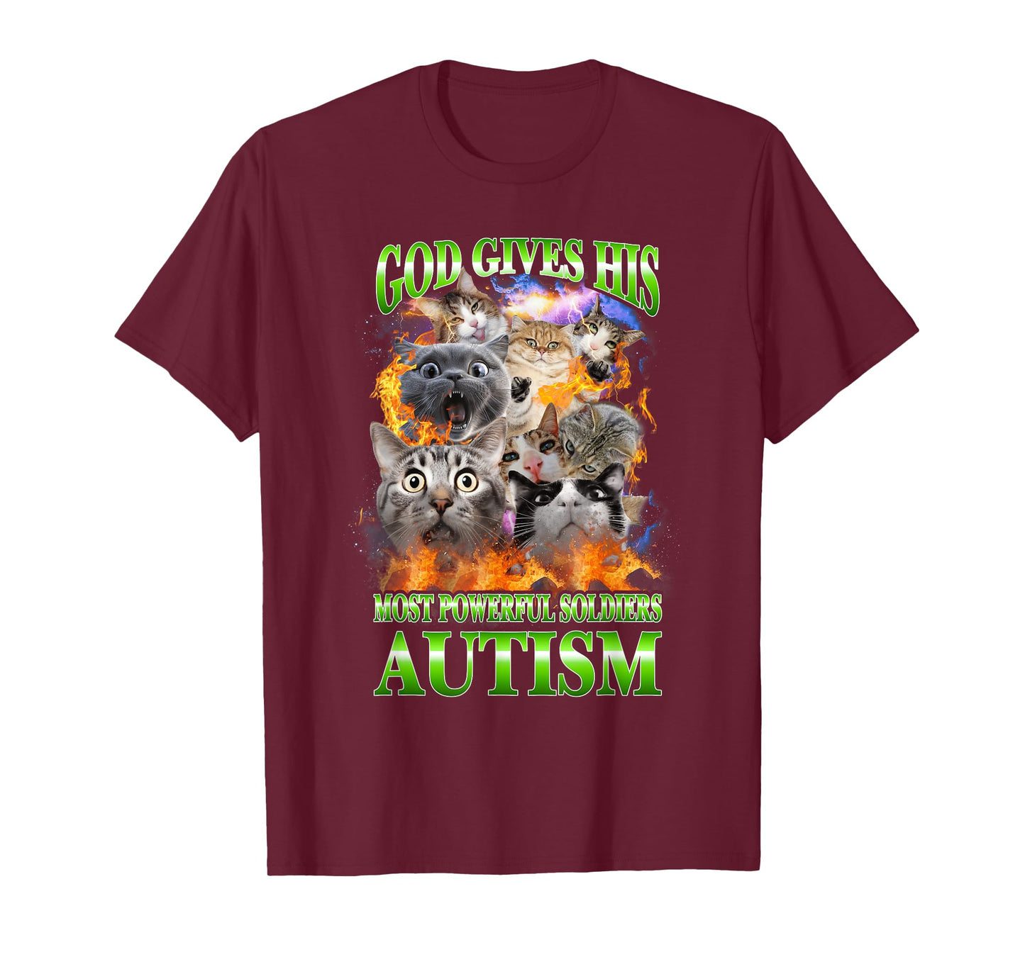 God Gives His Most Powerful Autism Funny Cat Meme Bootleg T-Shirt