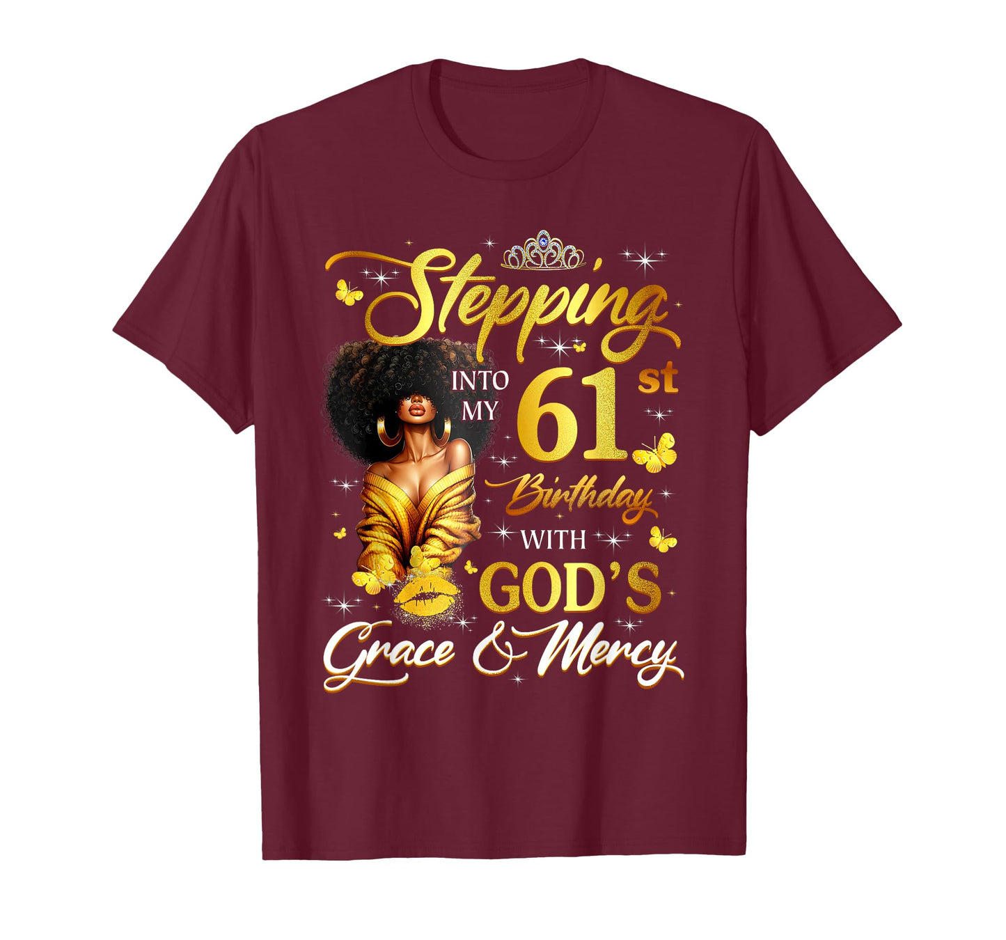 Stepping Into My 61st Birthday Black Queen Bday T-Shirt