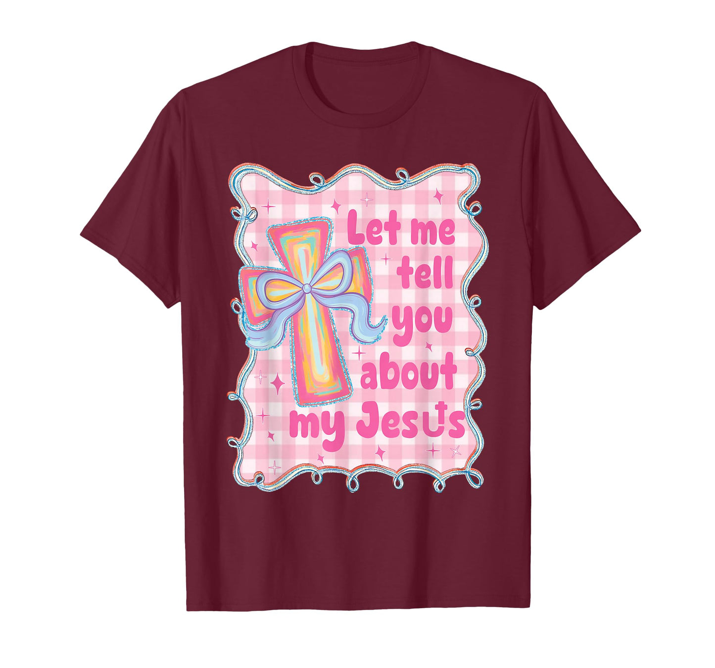 Christian Coquette Christian Cross Bible Verse Religious Bow T-Shirt
