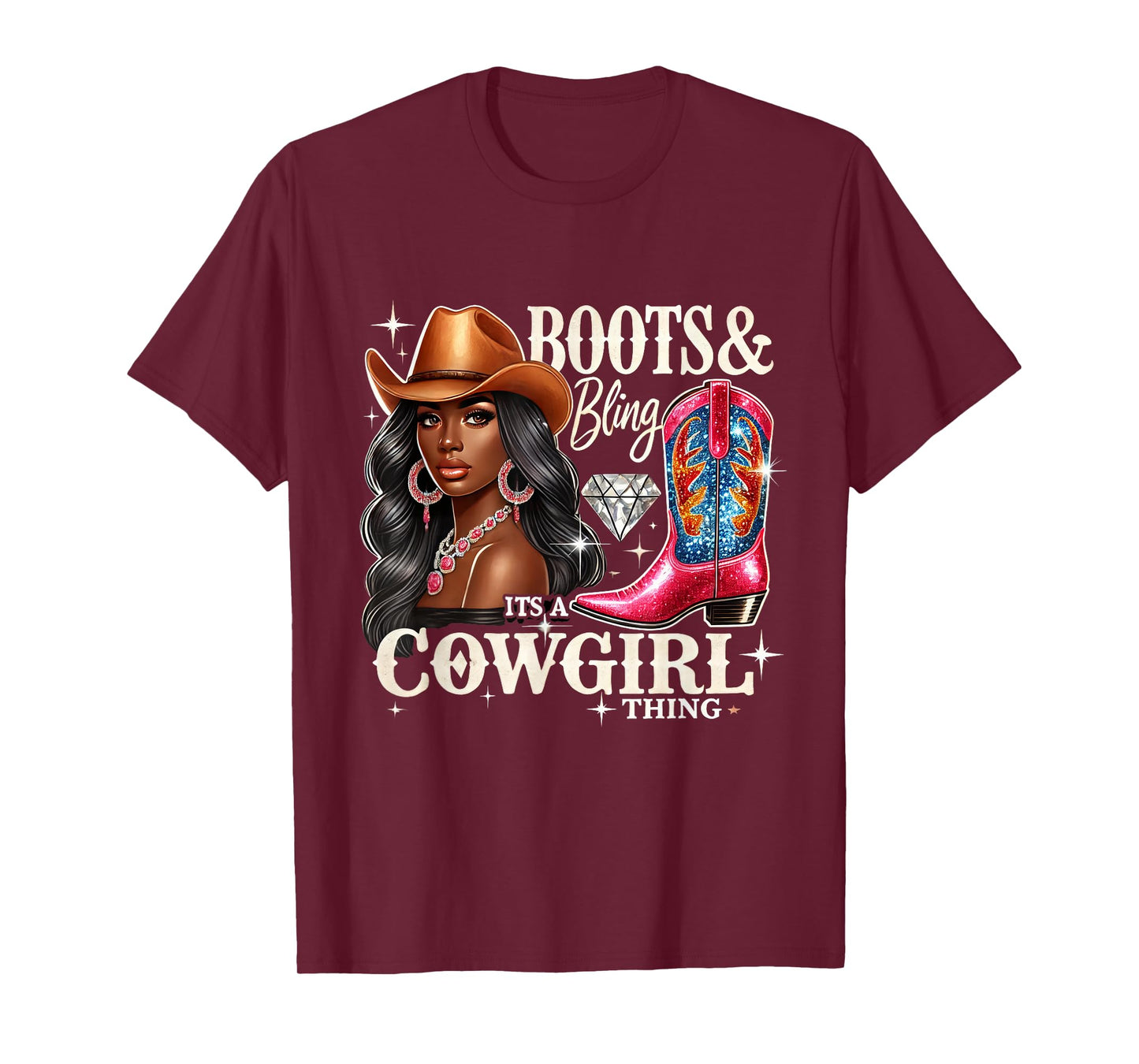 Boots & Bling its a Cowgirl Thing Cowgirl Melanin Rodeo T-Shirt
