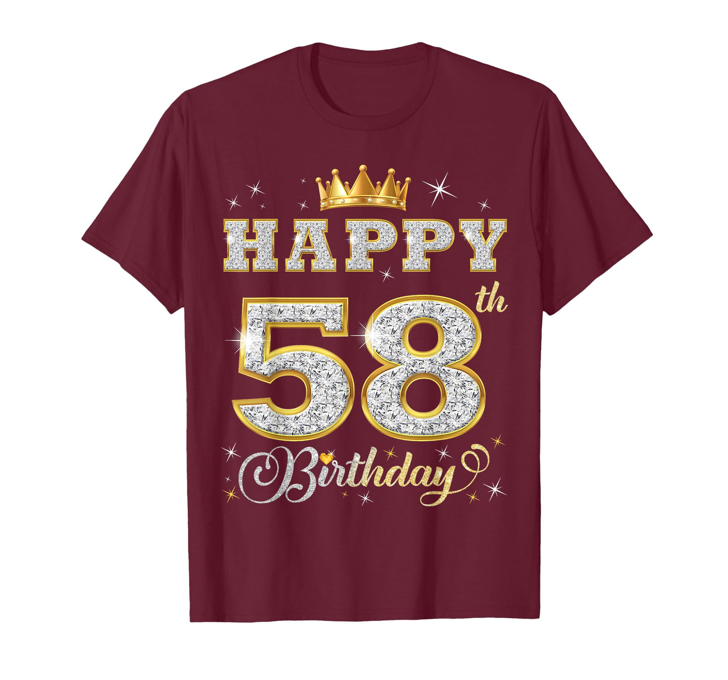 Happy 58th Birthday 58 Years Old Women Men Birthday Party T-Shirt
