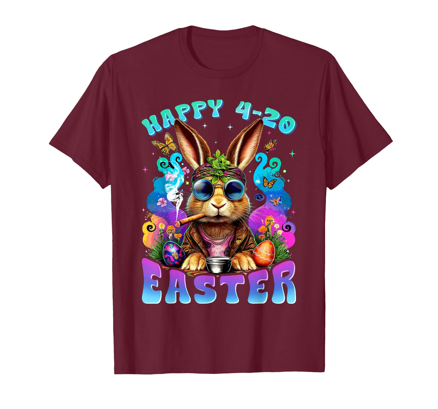 Happy 420 Easter Funny Smoking Easter Bunny Men Women T-Shirt