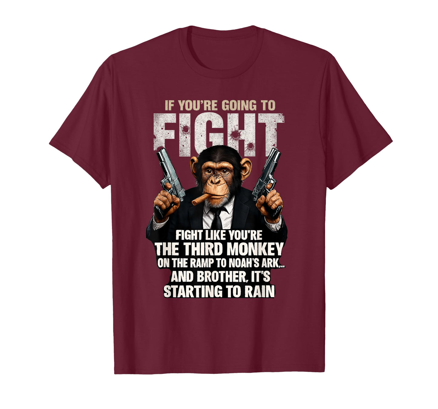 Fight Like The Third Monkey Noah Ark Rain Funny T-Shirt
