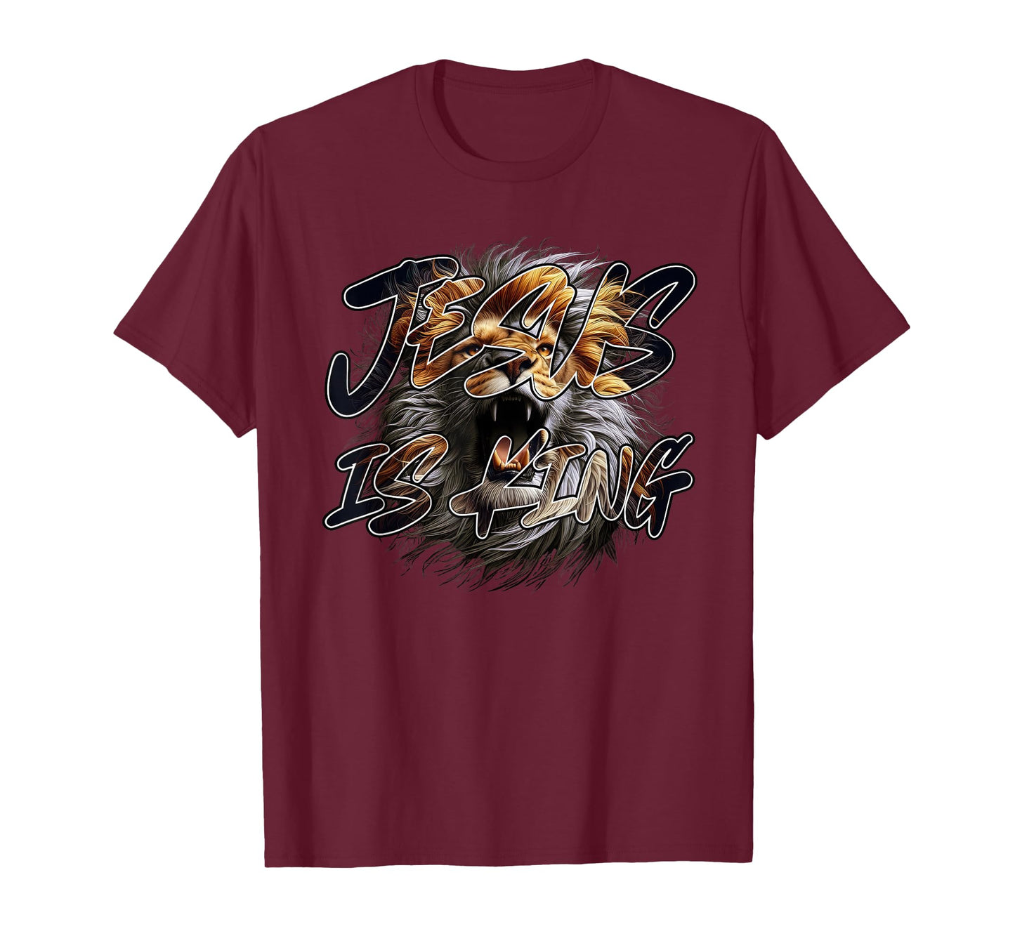 Christian Jesus is King with Striking Lion of Judah Graphics T-Shirt