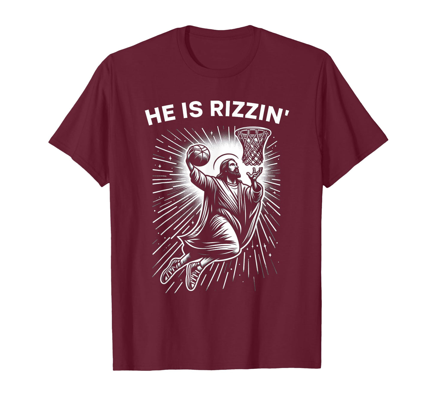 He Is Risen Rizzin' Easter Jesus Christian Faith Basketball T-Shirt