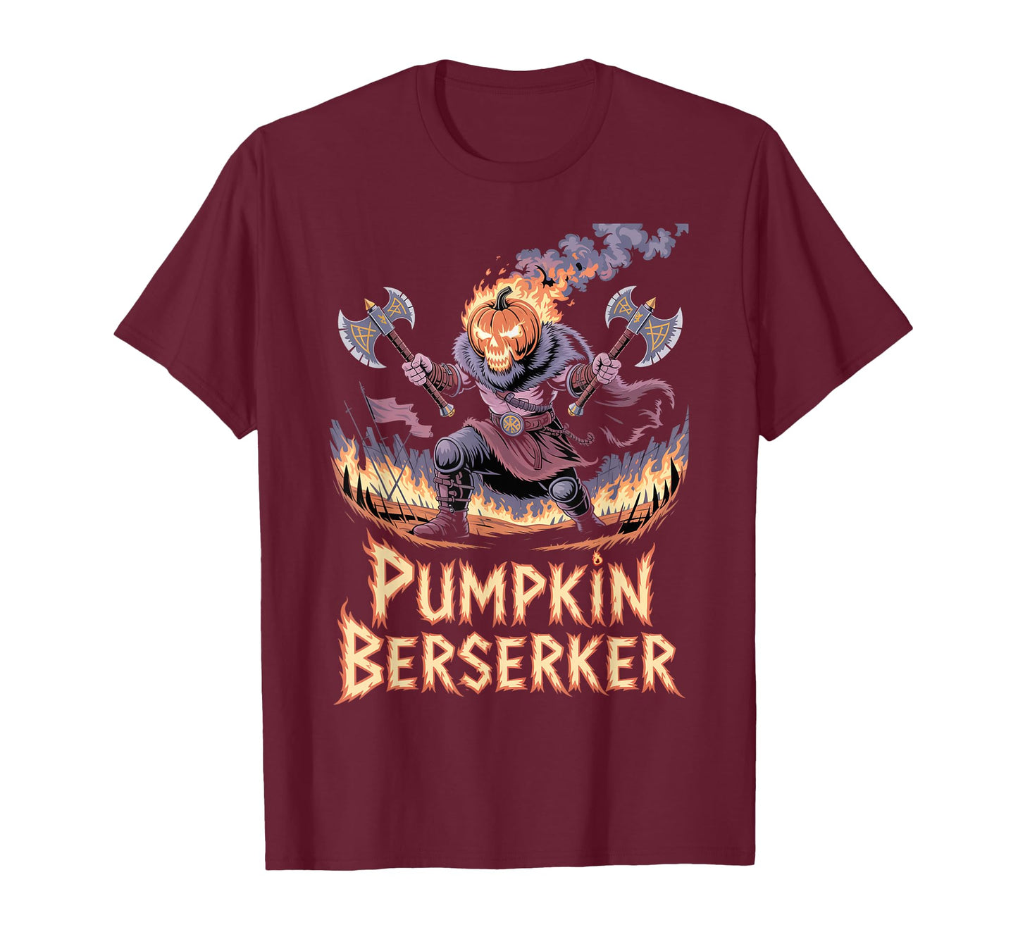 Pumpkin Head Berserker - Funny Viking Warrior Halloween T-Shirt