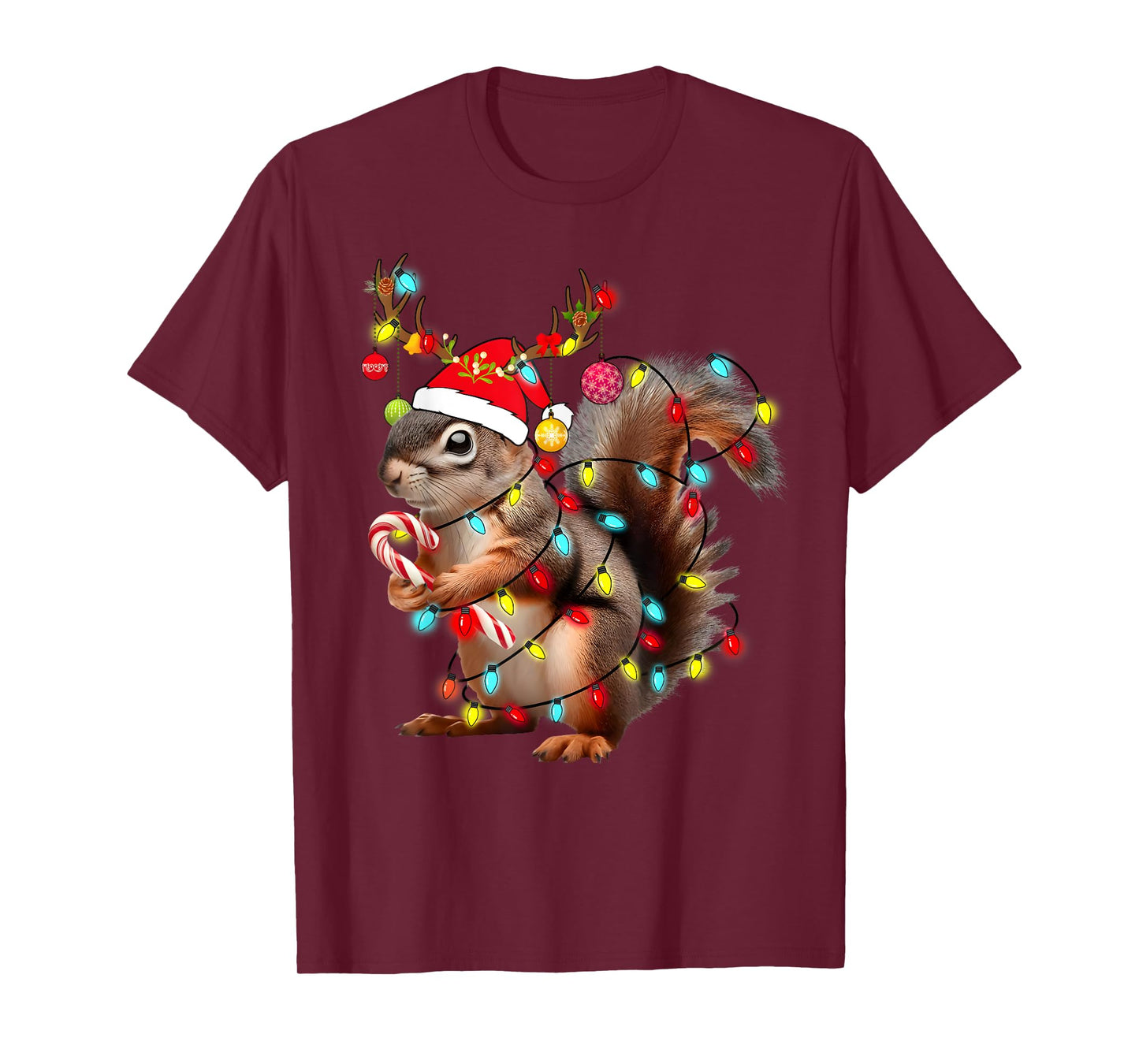 Squirrels Christmas Lights Funny Xmas Squirrel Lover Pajama T-Shirt