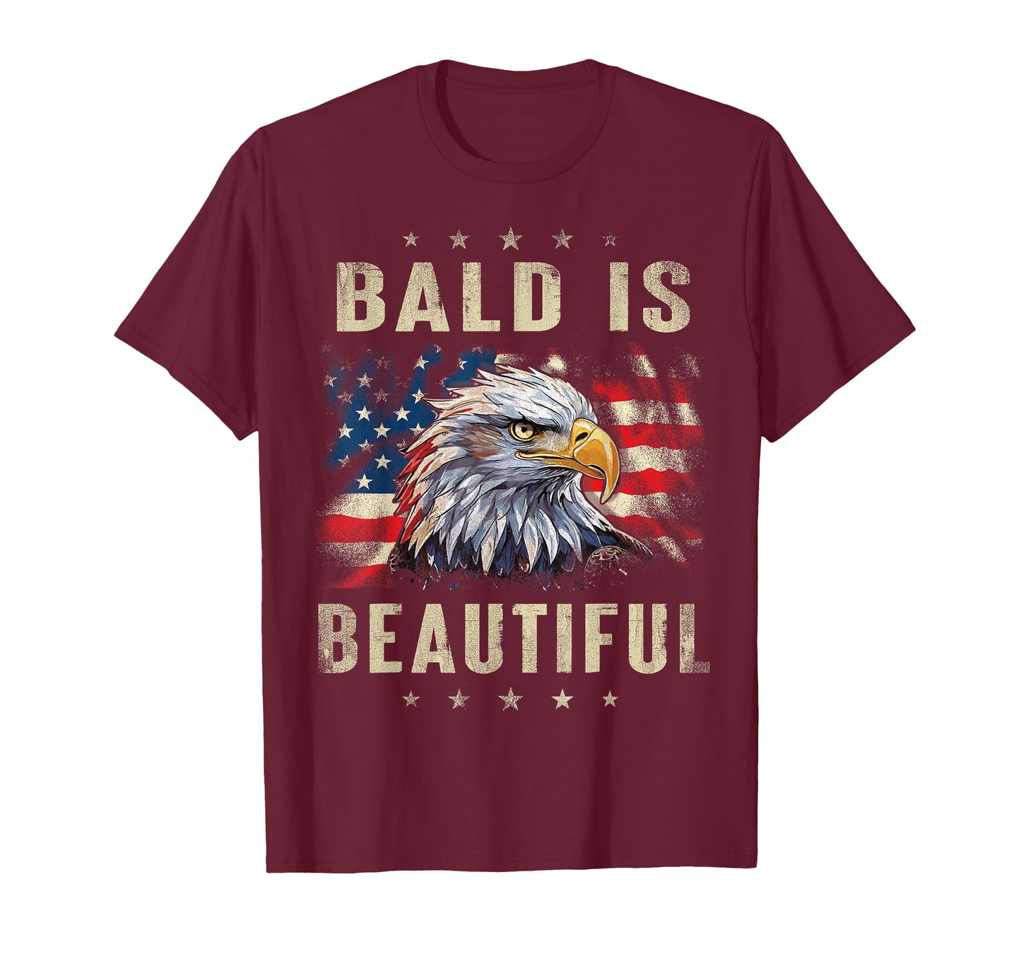 Bald Is Beautiful 4th of July Independence Day America Eagle T-Shirt