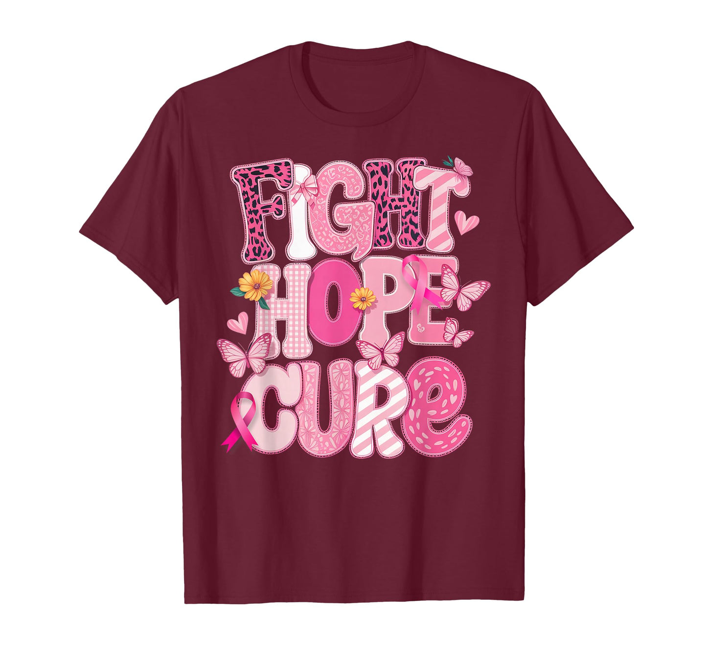 Faith Hope Cure Breast Cancer Awareness T-Shirt