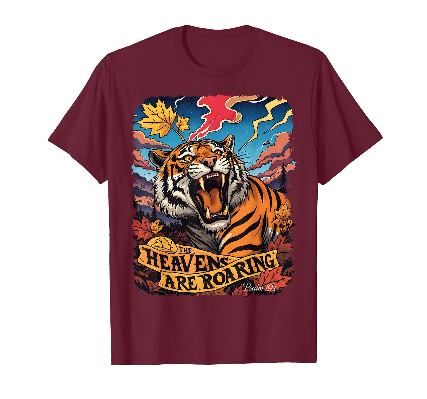 Retro The Heavens are Roaring Tiger Psalm 19:1 Christian T-Shirt