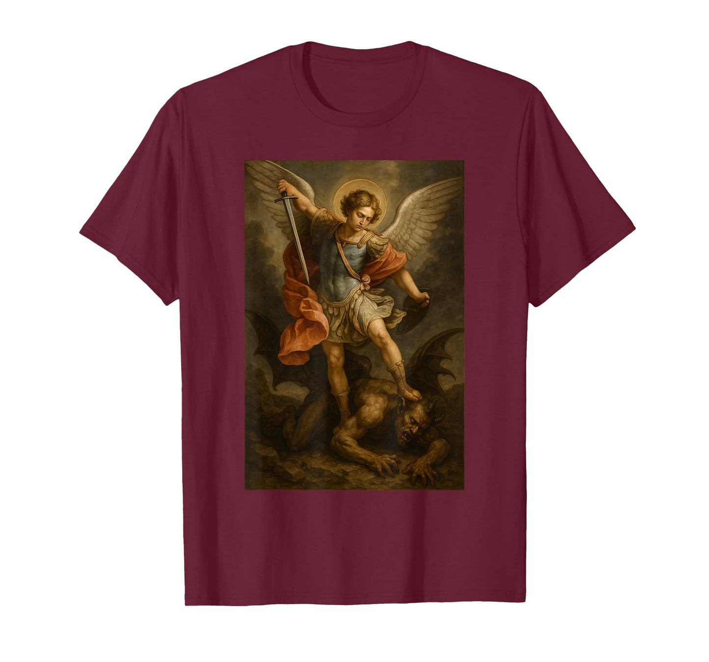 Archangel Michael Defeats Satan - St Michael Prayer T-Shirt