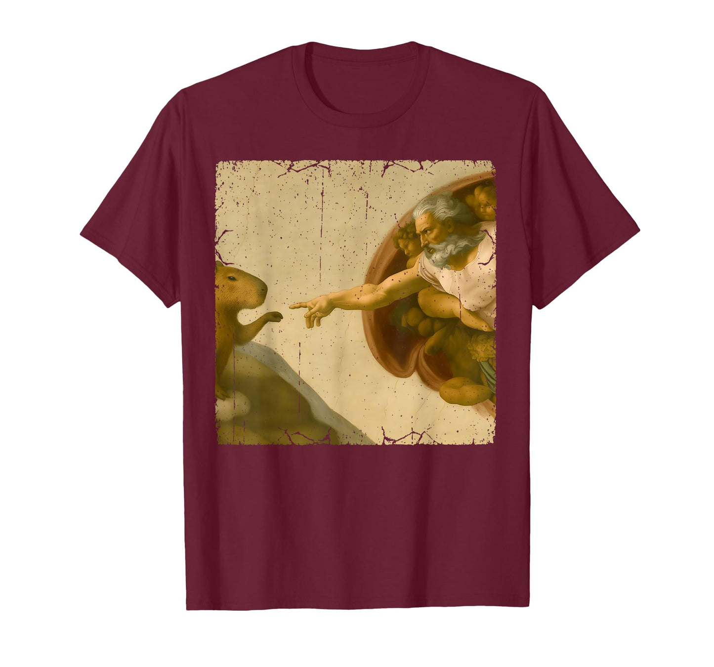 Capybara God Creation of Adam Meme Funny Memes T-Shirt