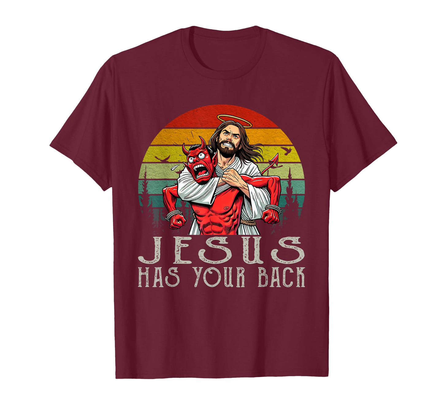 Jesus Has Your Back Vintage Art Christ Cross God Bible Verse T-Shirt