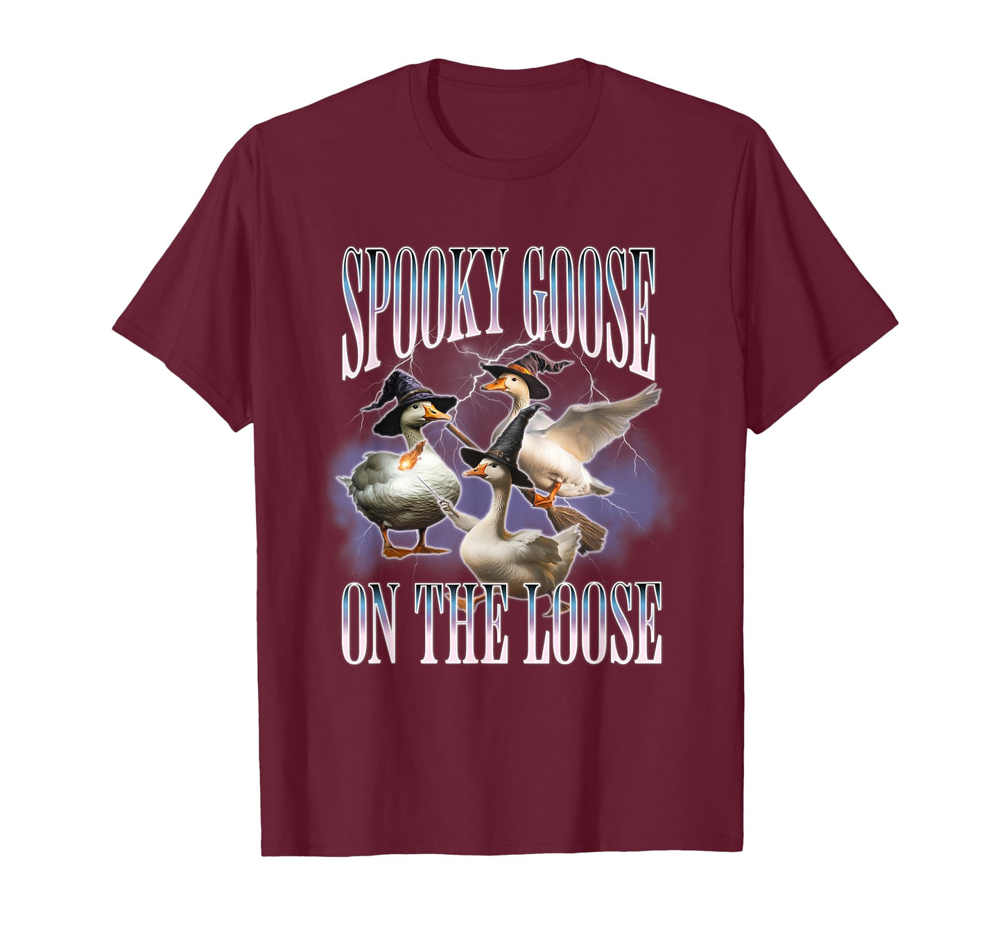 Spooky Goose On The Loose Silly Goose Meme Retro Halloween T-Shirt
