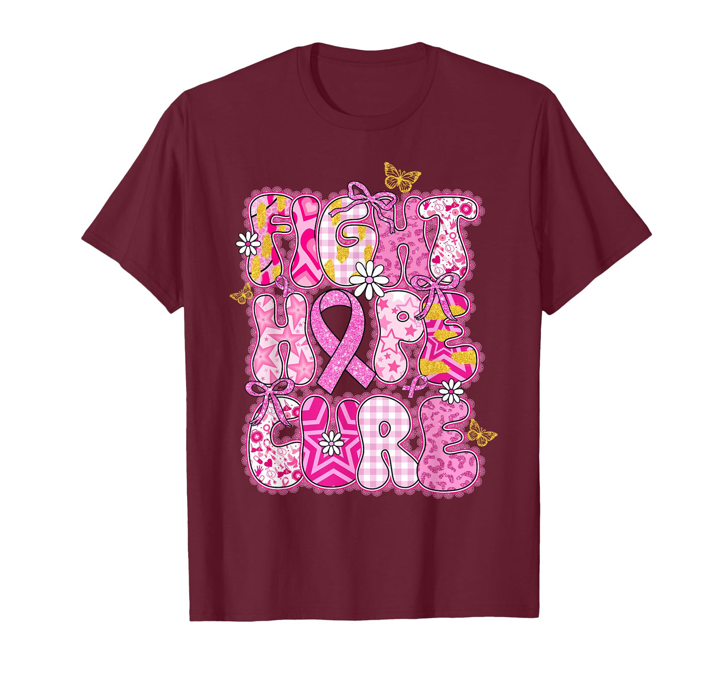Faith Hope Cure Breast Cancer October We Wear Pink Women T-Shirt