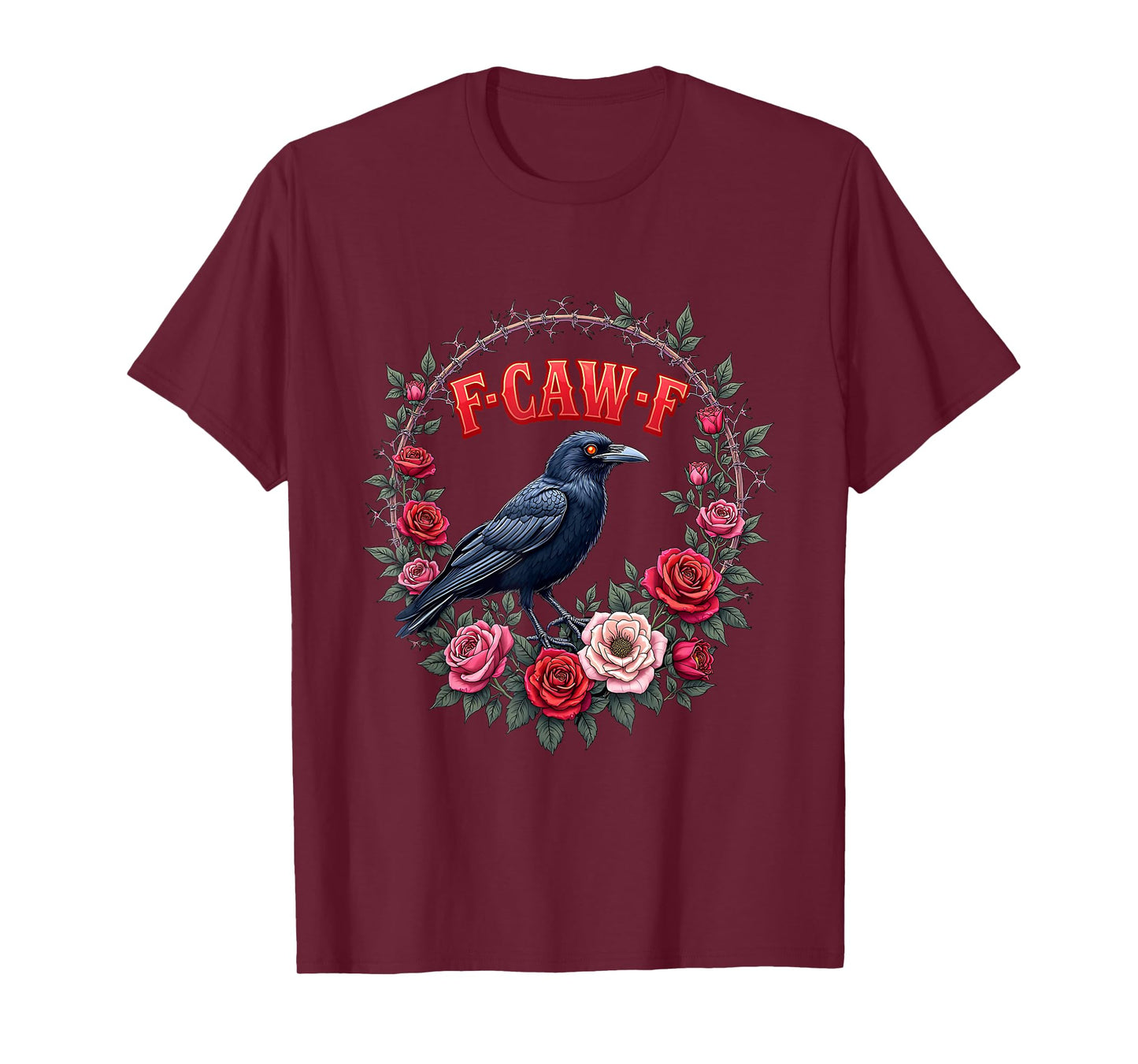 Gothic Raven Funny Halloween F Caw F Crow Rose Vintage T-Shirt