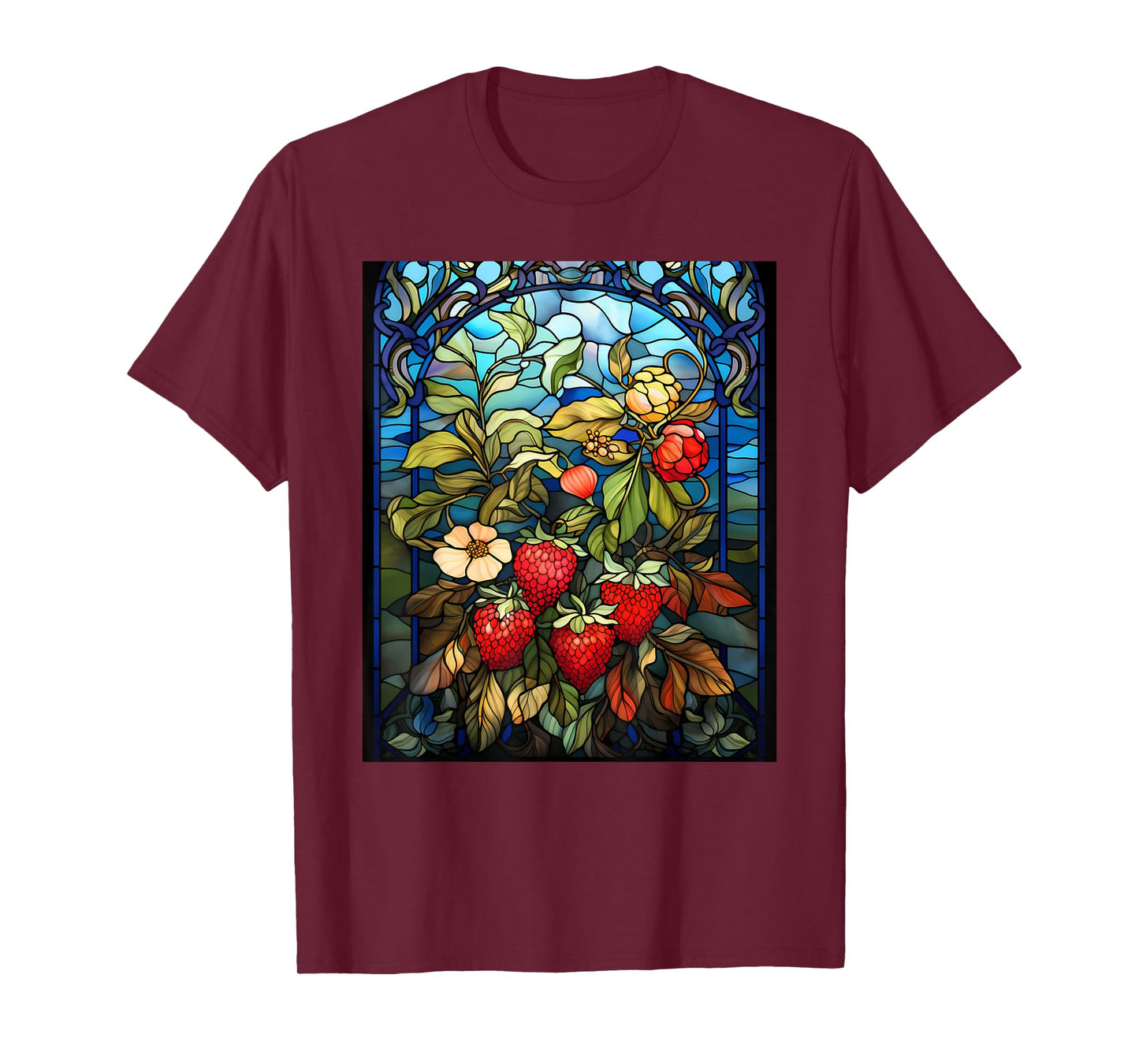 Stained Glass Style Strawberry T-Shirt
