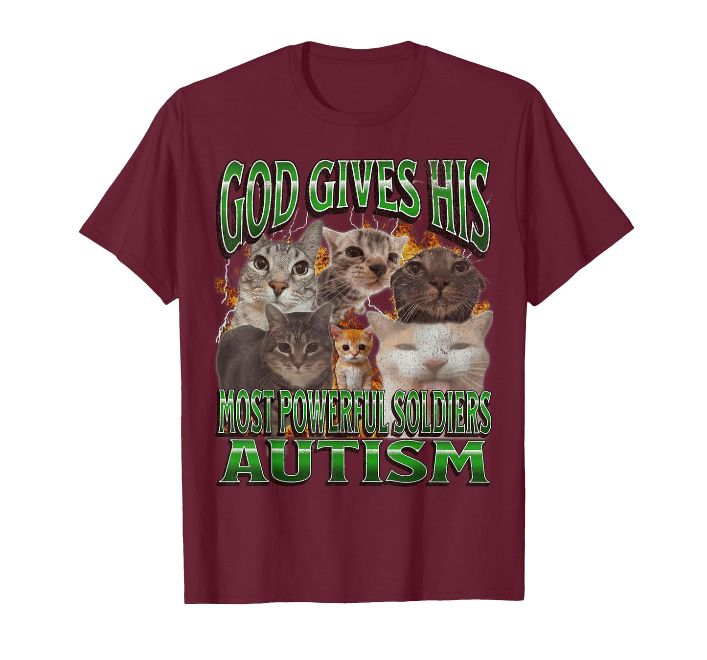 God Gives His Most Powerful Autism Funny Cat Meme Bootleg T-Shirt
