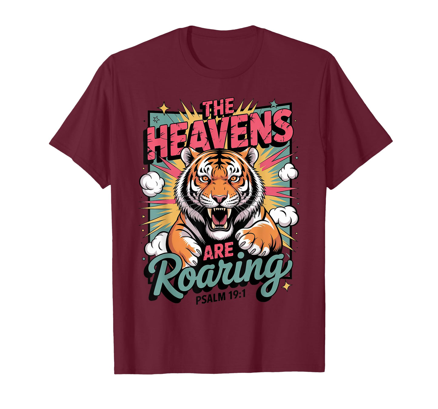 Roaring Tiger Christian Bible Verse Pop Art T-Shirt